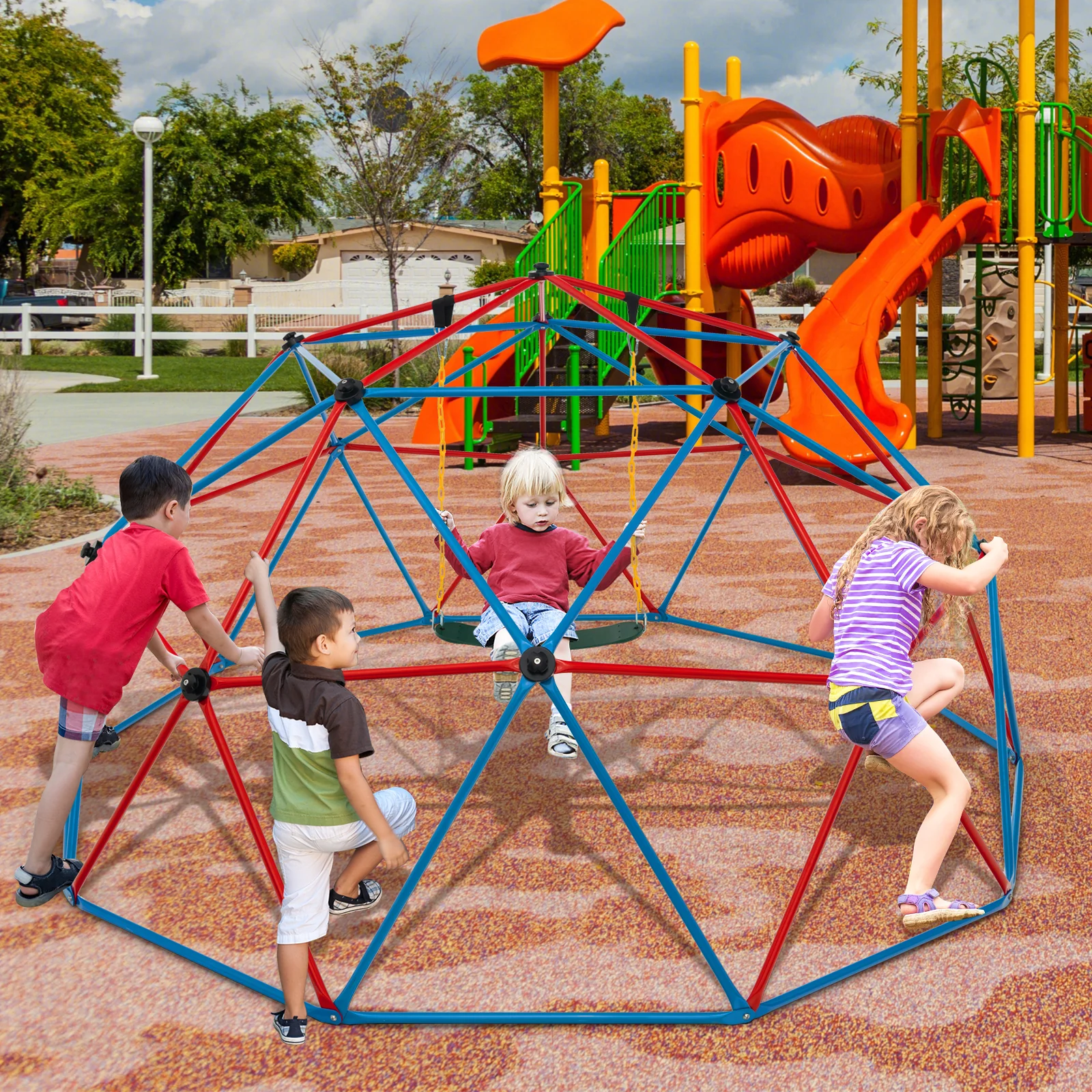 10 Feet Dome Climber with Swing and 800 Lbs Load Capacity - Image 13