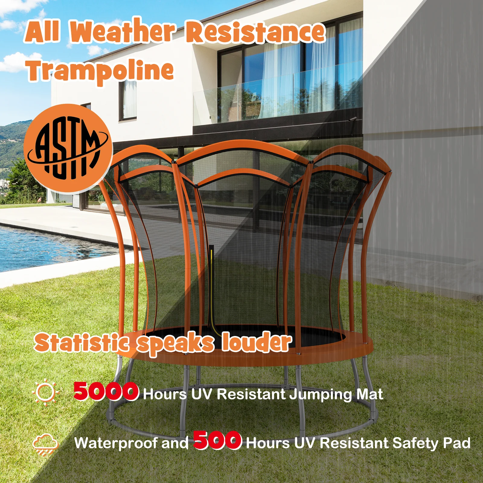 10 Feet Unique Flower Shape Trampoline with Galvanized Steel Frame - Image 5