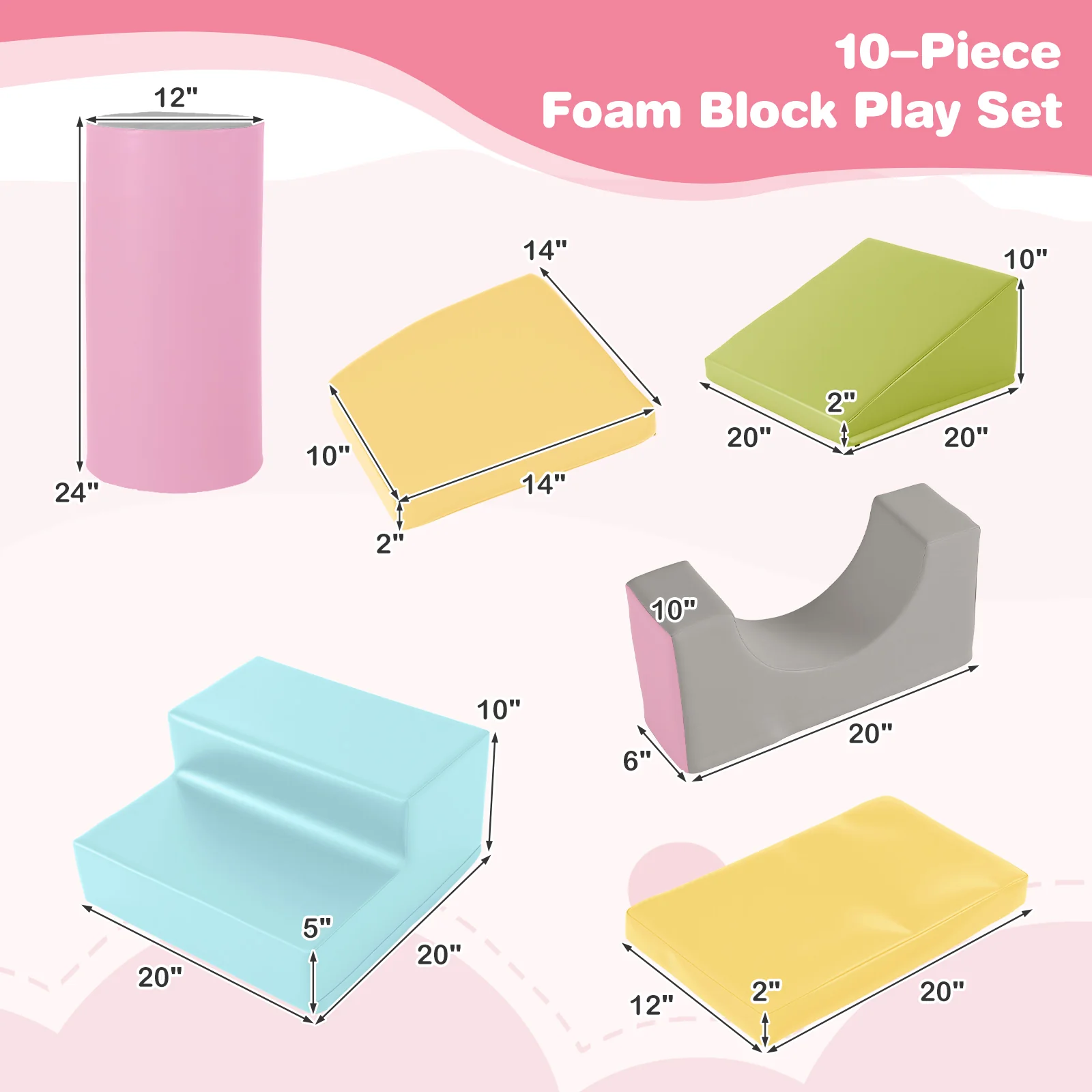 10-Piece Foam Climbing Toys for Toddlers Soft Foam PU Leather Building Blocks - Image 12