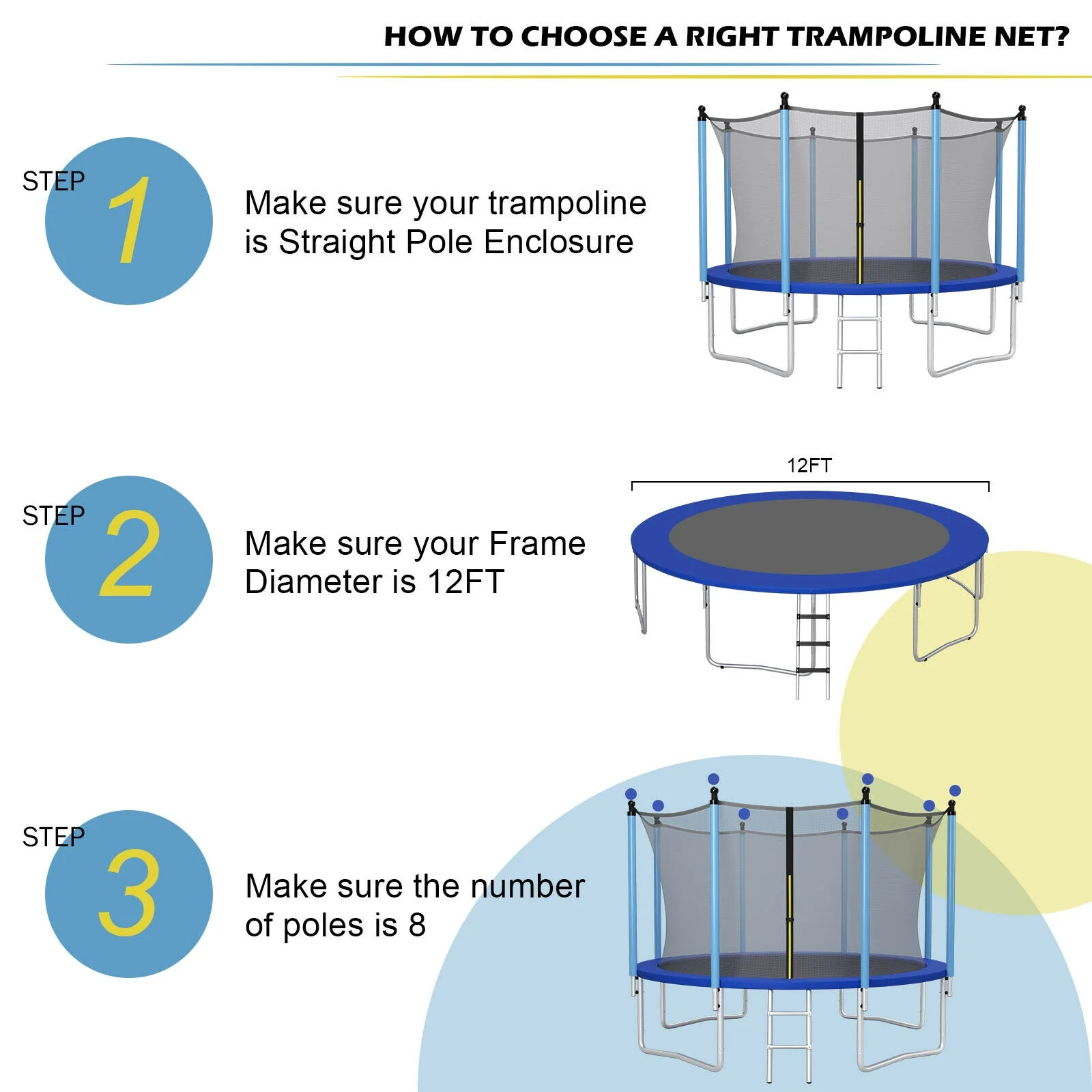 10Ft Replacement Weather-Resistant Trampoline Safety Enclosure Net - Image 15