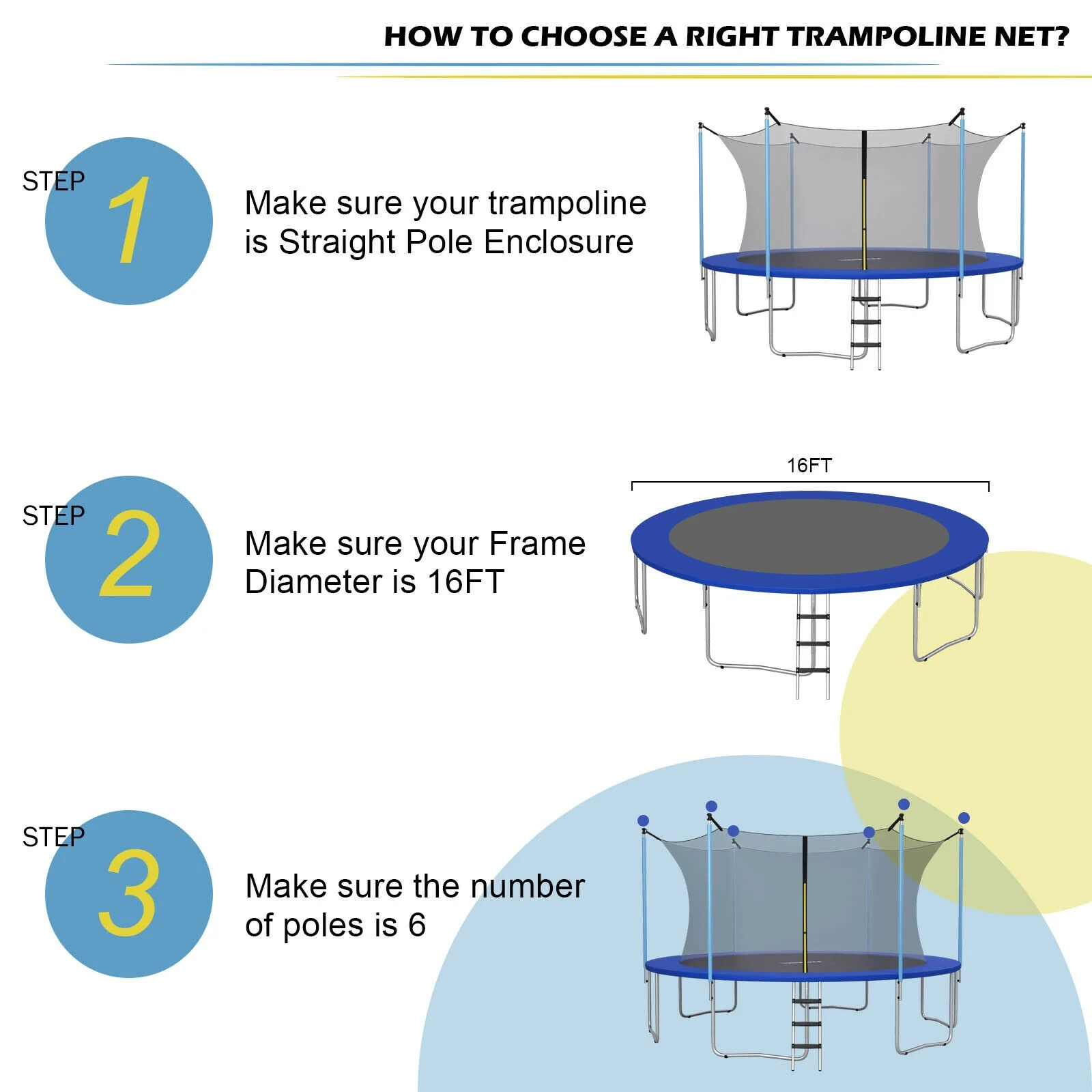 10Ft Replacement Weather-Resistant Trampoline Safety Enclosure Net - Image 30