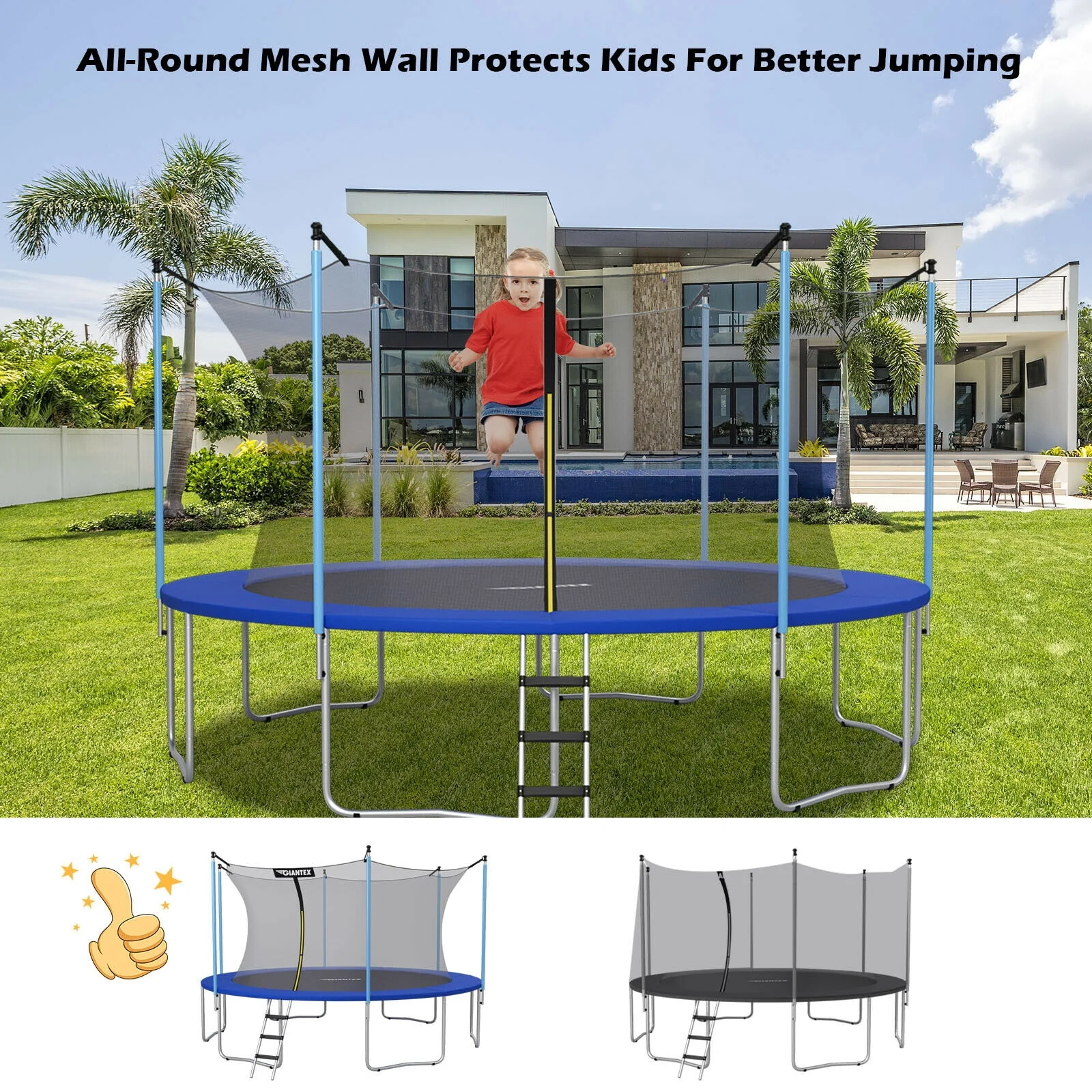 10Ft Replacement Weather-Resistant Trampoline Safety Enclosure Net - Image 36