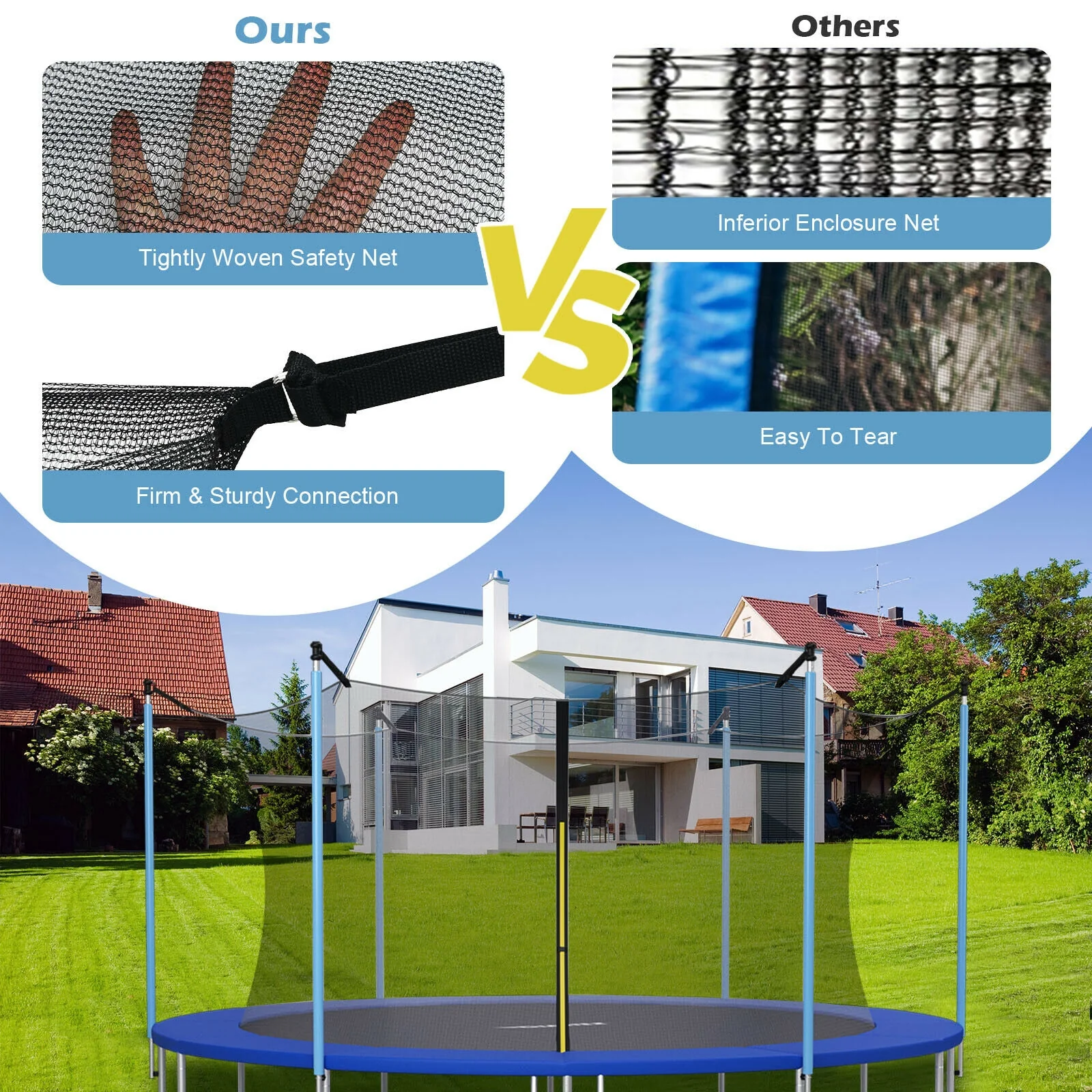10Ft Replacement Weather-Resistant Trampoline Safety Enclosure Net - Image 39