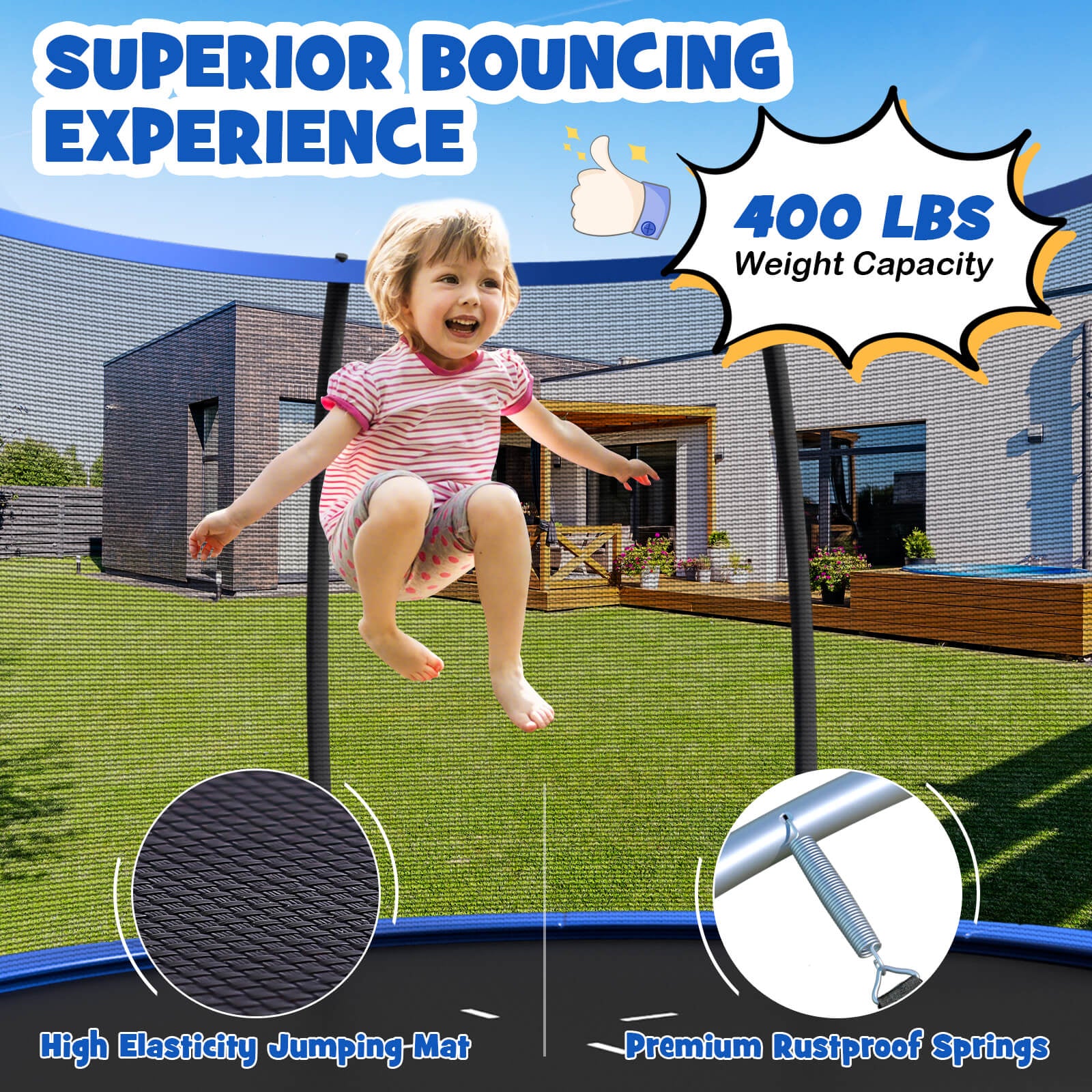 12FT ASTM Approved Recreational Trampoline with Ladder - Image 10