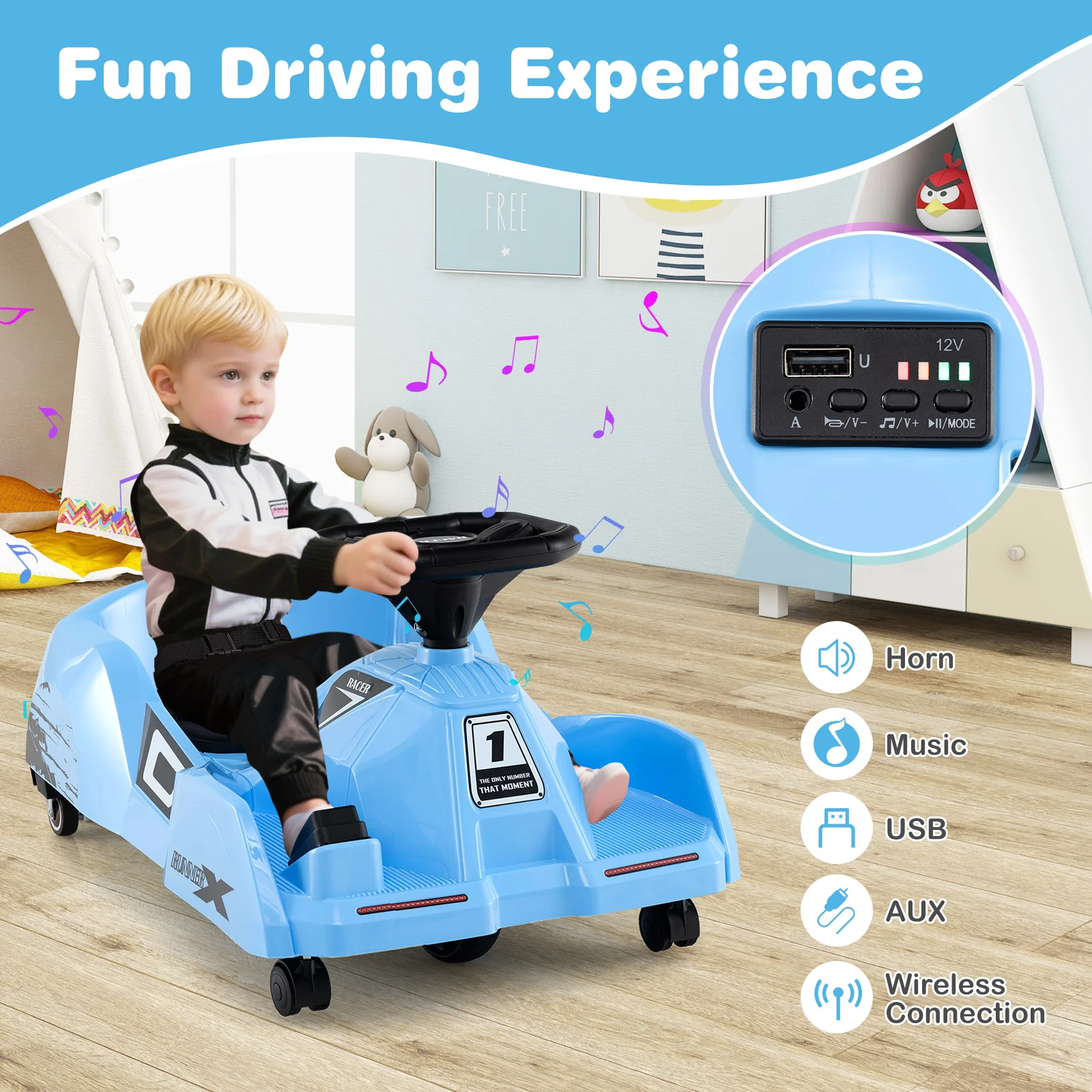 12V Electric Cleaning Go Kart with Detachable Mop and Remote Control - Image 7