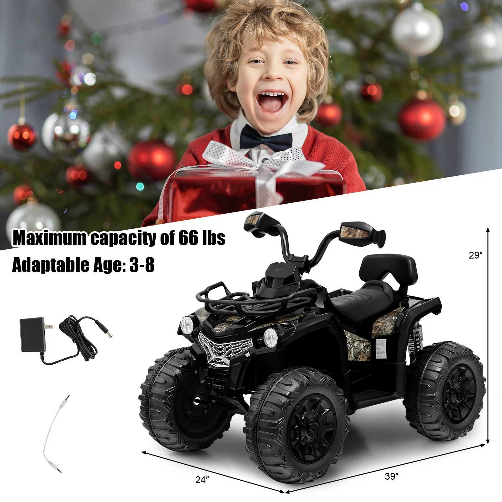 12V Kids Ride On ATV 4 Wheeler with MP3 and Headlights - Image 20