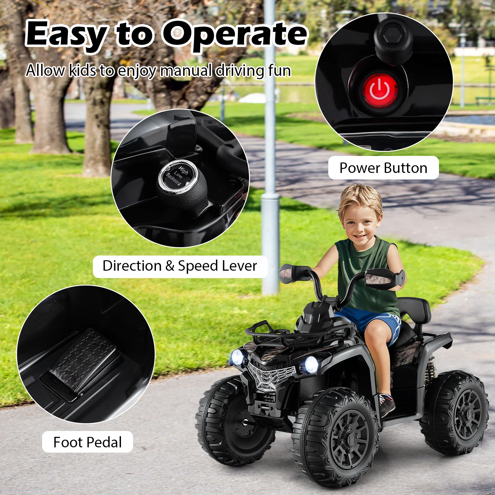 12V Kids Ride On ATV 4 Wheeler with MP3 and Headlights - Image 38