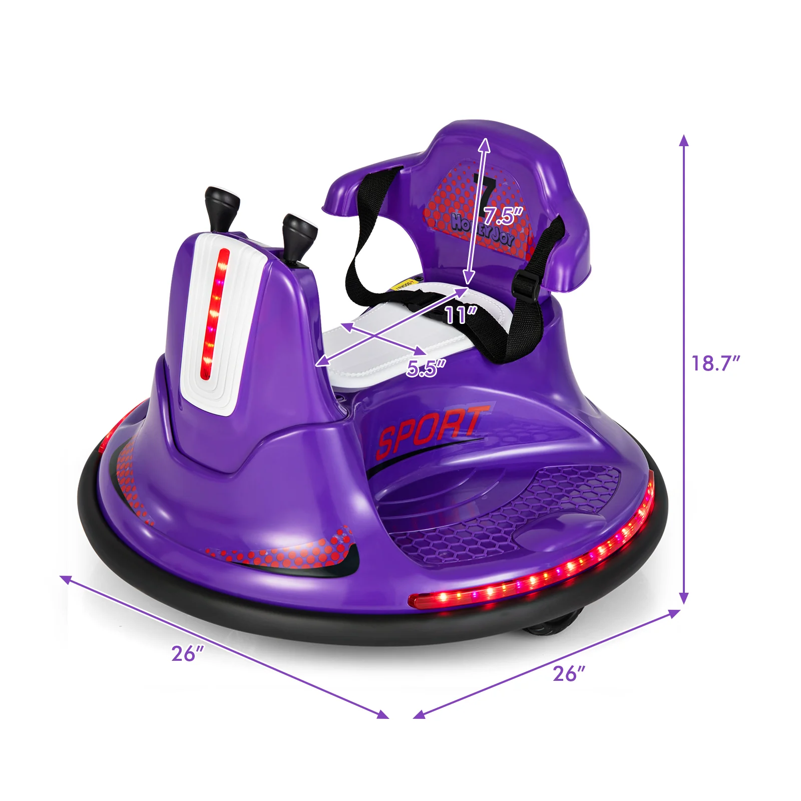 12V Kids Ride On Bumper Car with Remote Control Lights and Music - Image 29