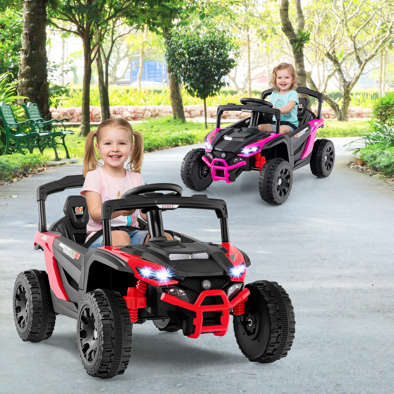 12V Kids Ride On Car UTV Electric Vehicle with LED Lights Music and Horn - Image 9