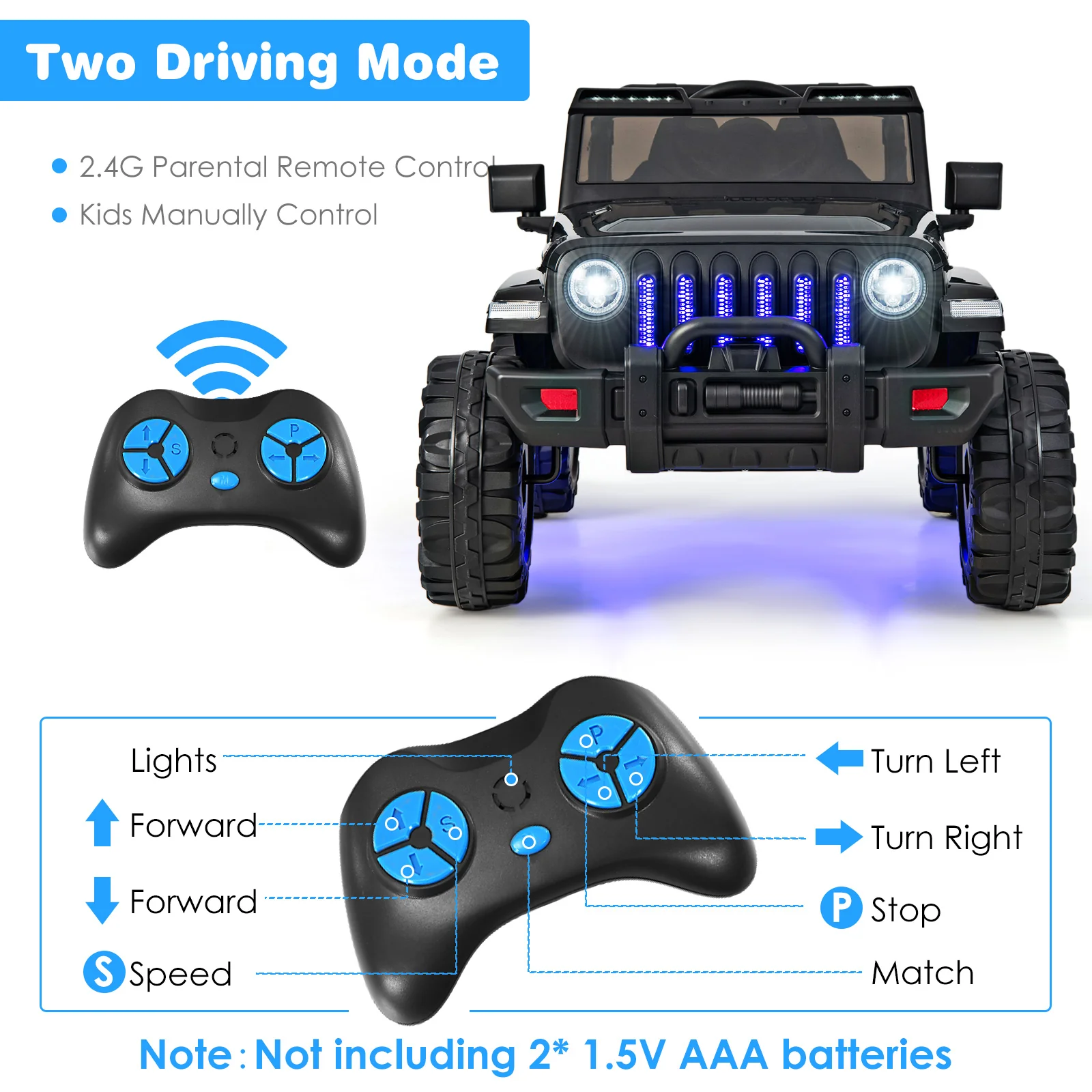 12V Kids Ride-on Jeep Car with 2.4 G Remote Control - Image 34
