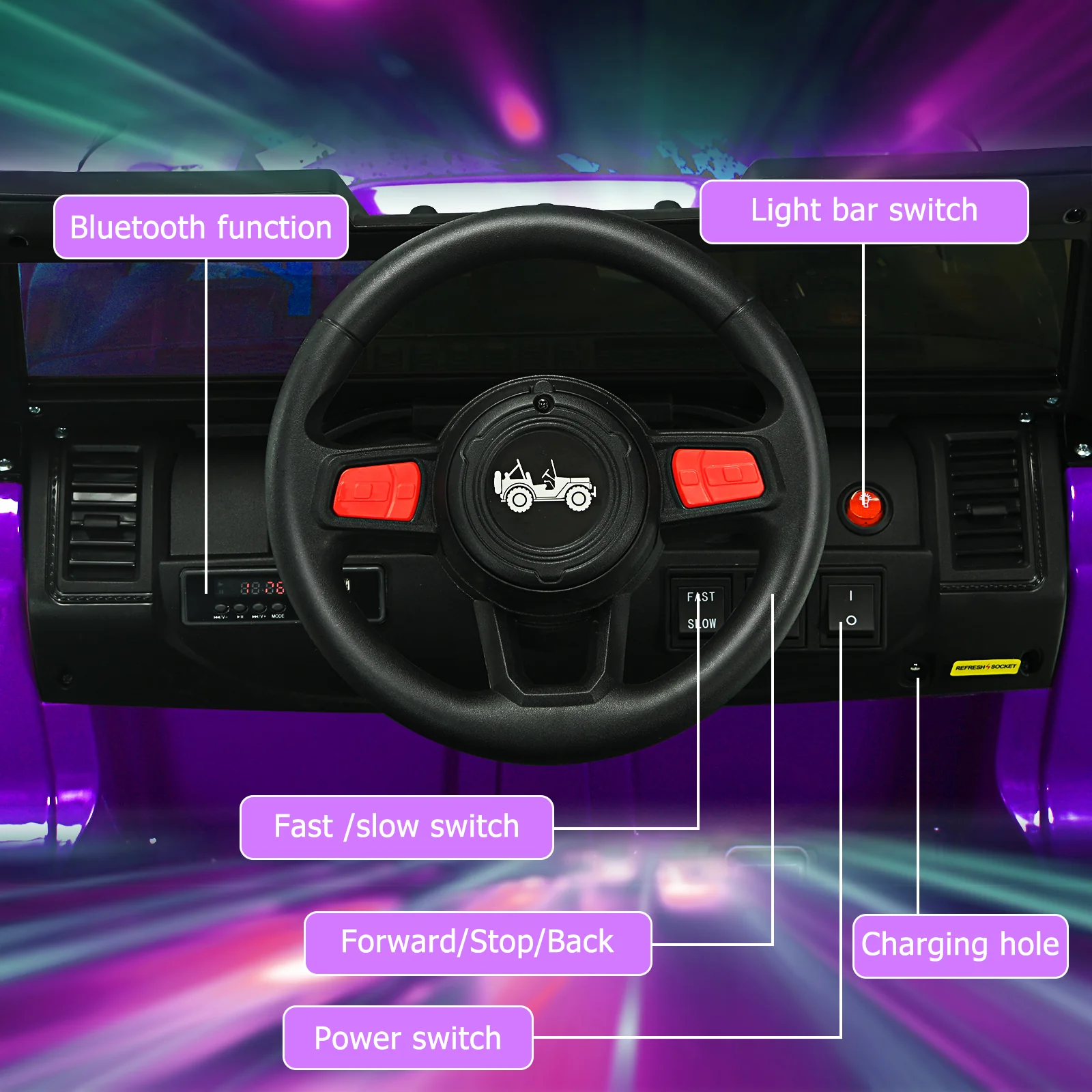 12V Kids Ride-on Jeep Car with 2.4 G Remote Control - Image 44