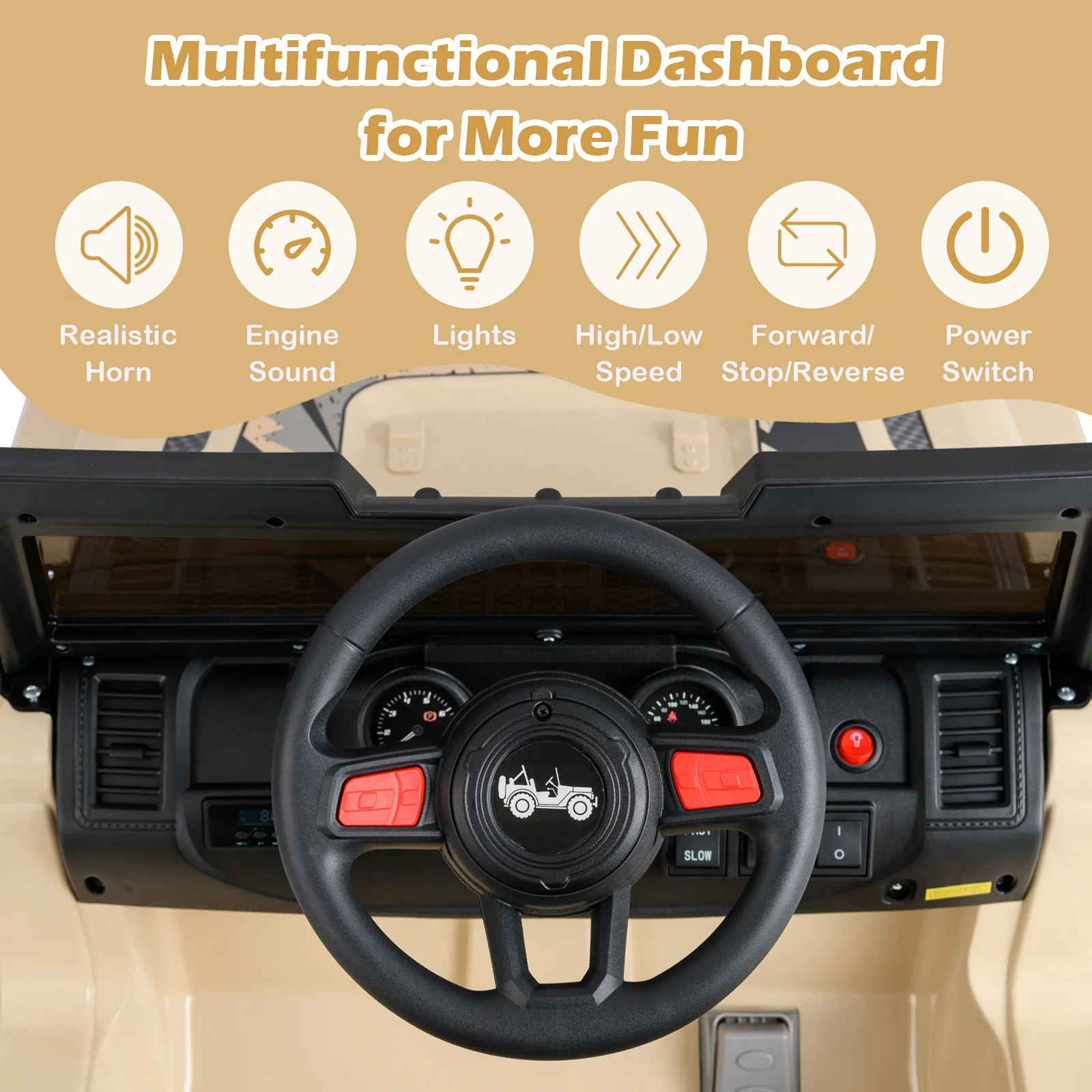 12V Kids Ride-on Jeep Car with 2.4 G Remote Control - Image 74