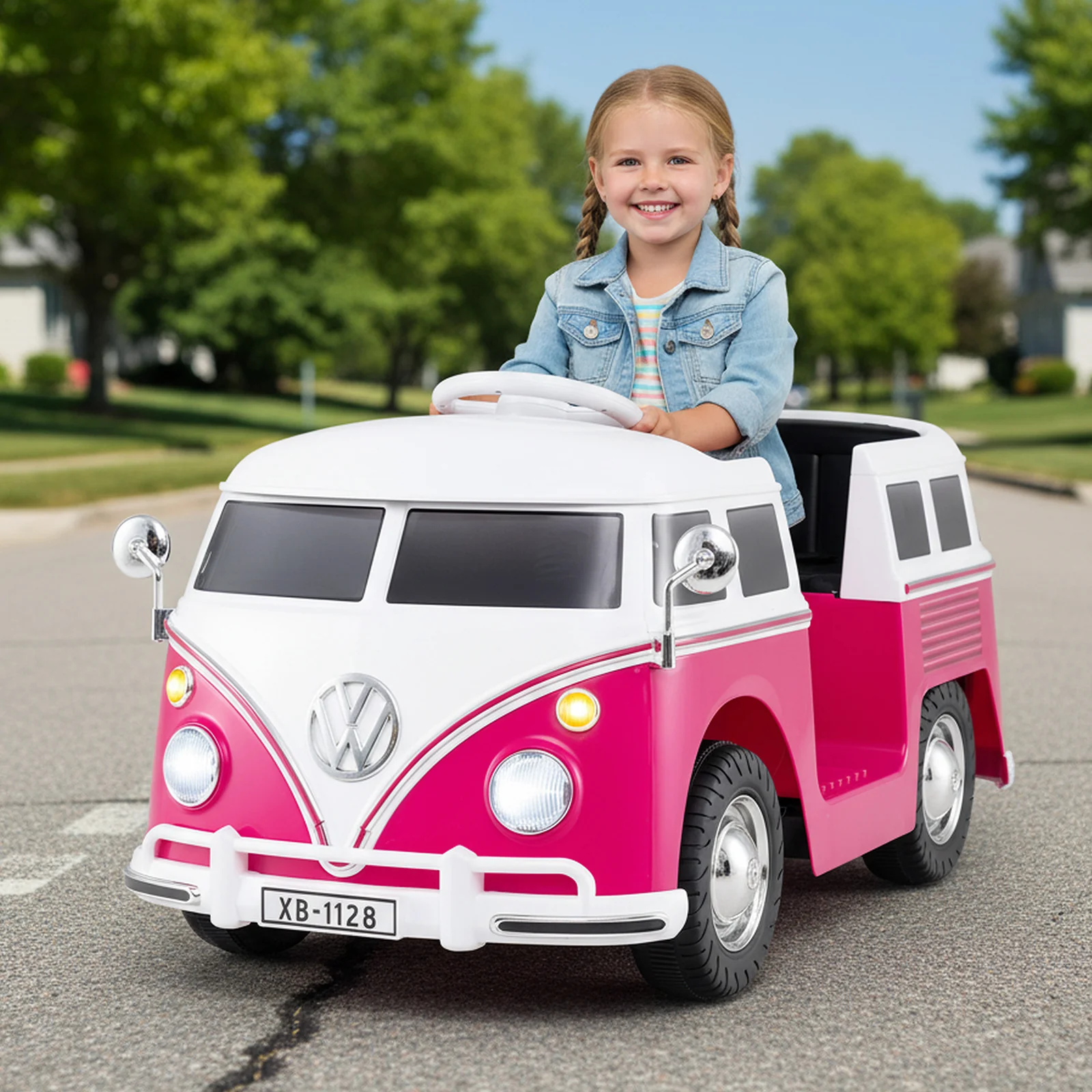 12V Ride On Car Licensed Volkswagen Ride-on Bus with Cup Holder and LED Headlights for 3+ Years Old - Image 2