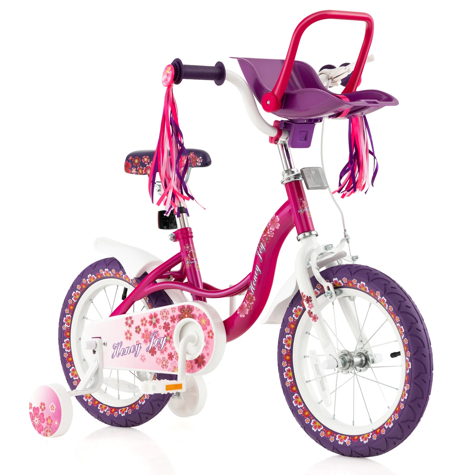 14 Inch Kids Bike with Doll Seat and Removable Training Wheels - Image 3
