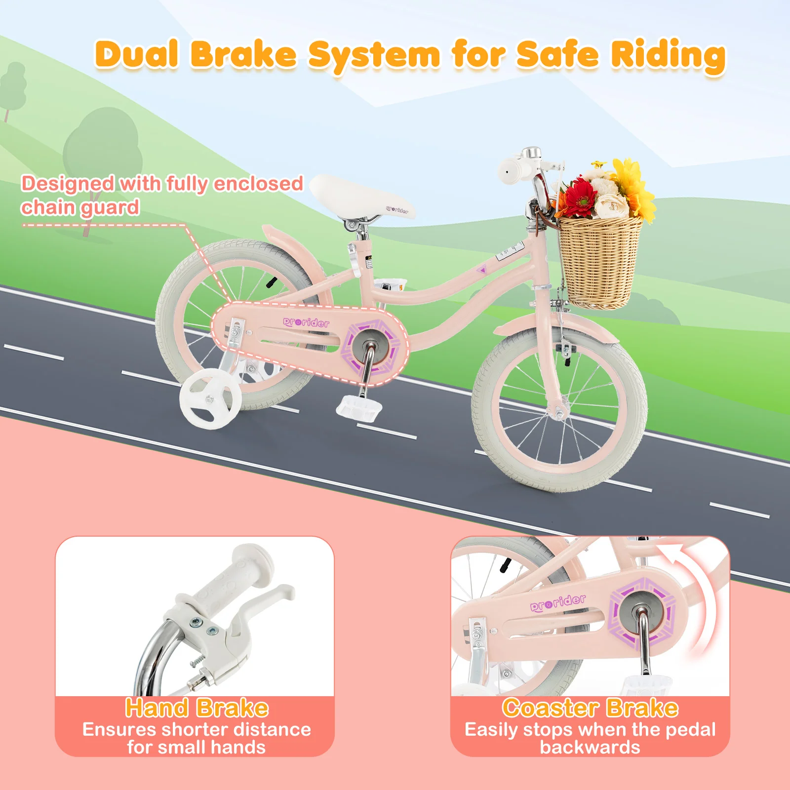 14-Inch Kids Bike with Training Wheels and Adjustable Handlebar Seat - Image 23