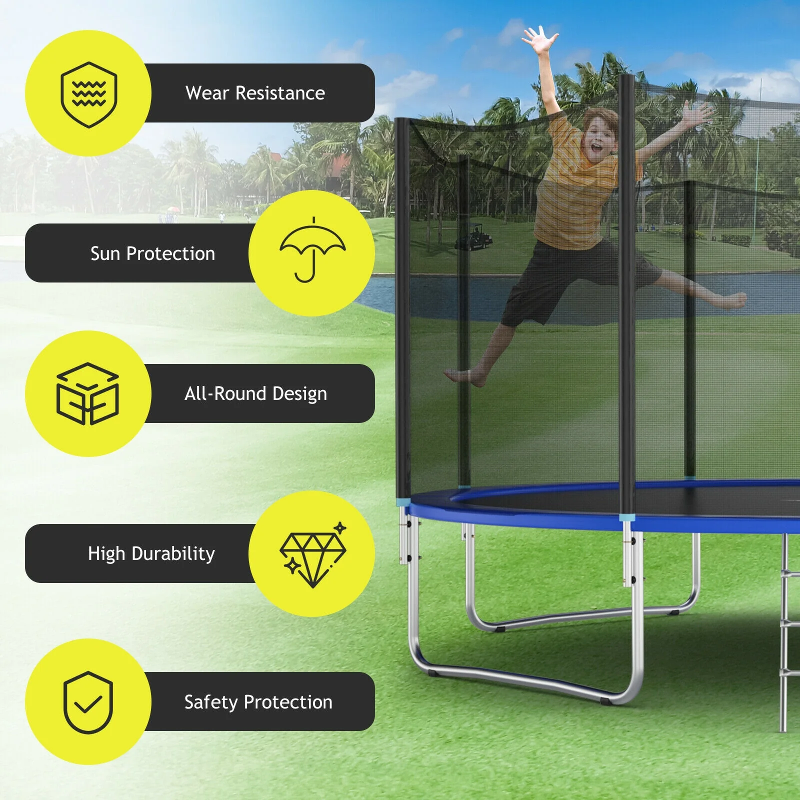 15 Feet Trampoline Safety Replacement Protection Enclosure Net - Image 32