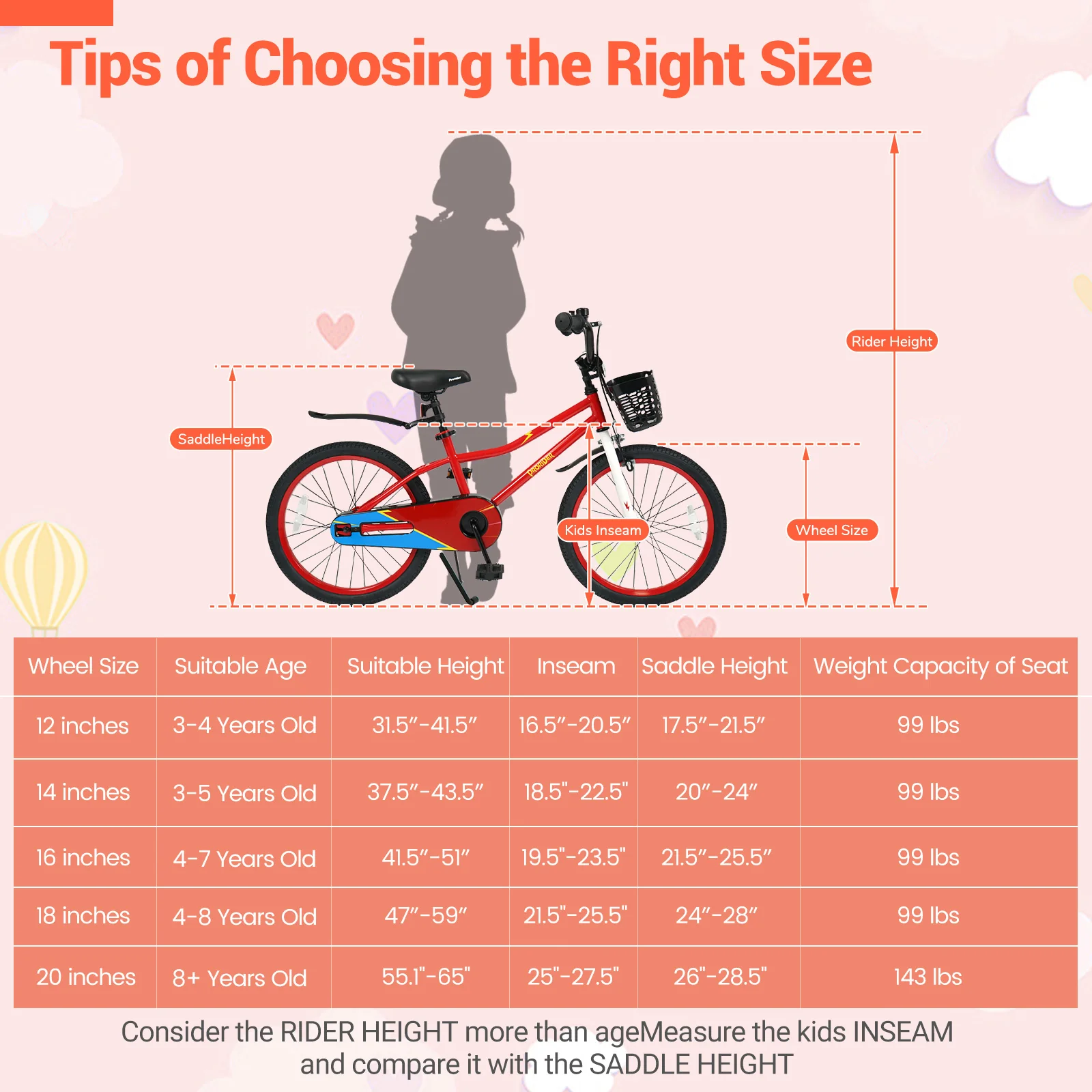 20 Inch Kids Bike Adjustable with Kickstand and Storage Basket for Aged 8+ Years - Image 4