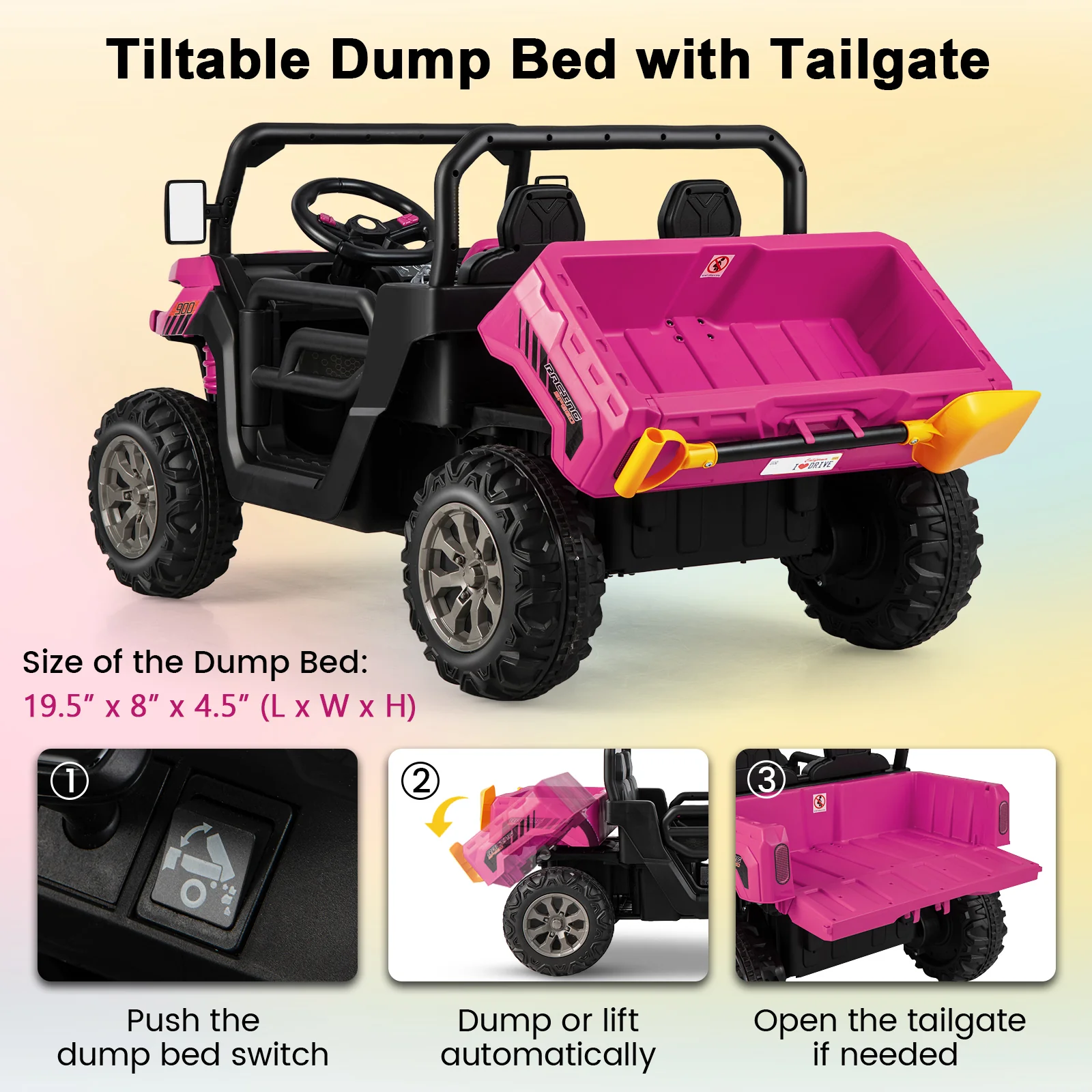 24V Ride On Kids Car with Dump Bed and Remote Control - Image 13