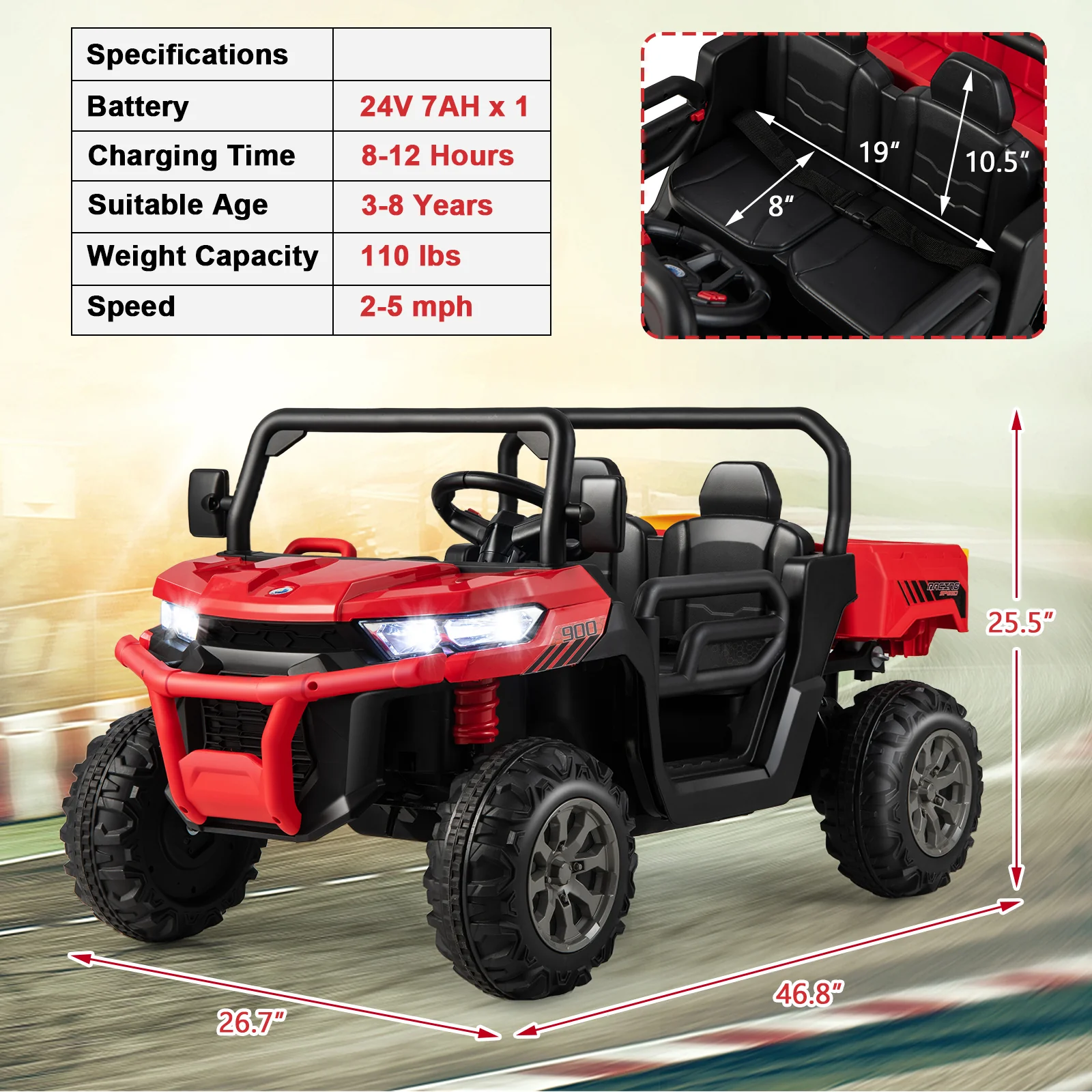 24V Ride On Kids Car with Dump Bed and Remote Control - Image 28