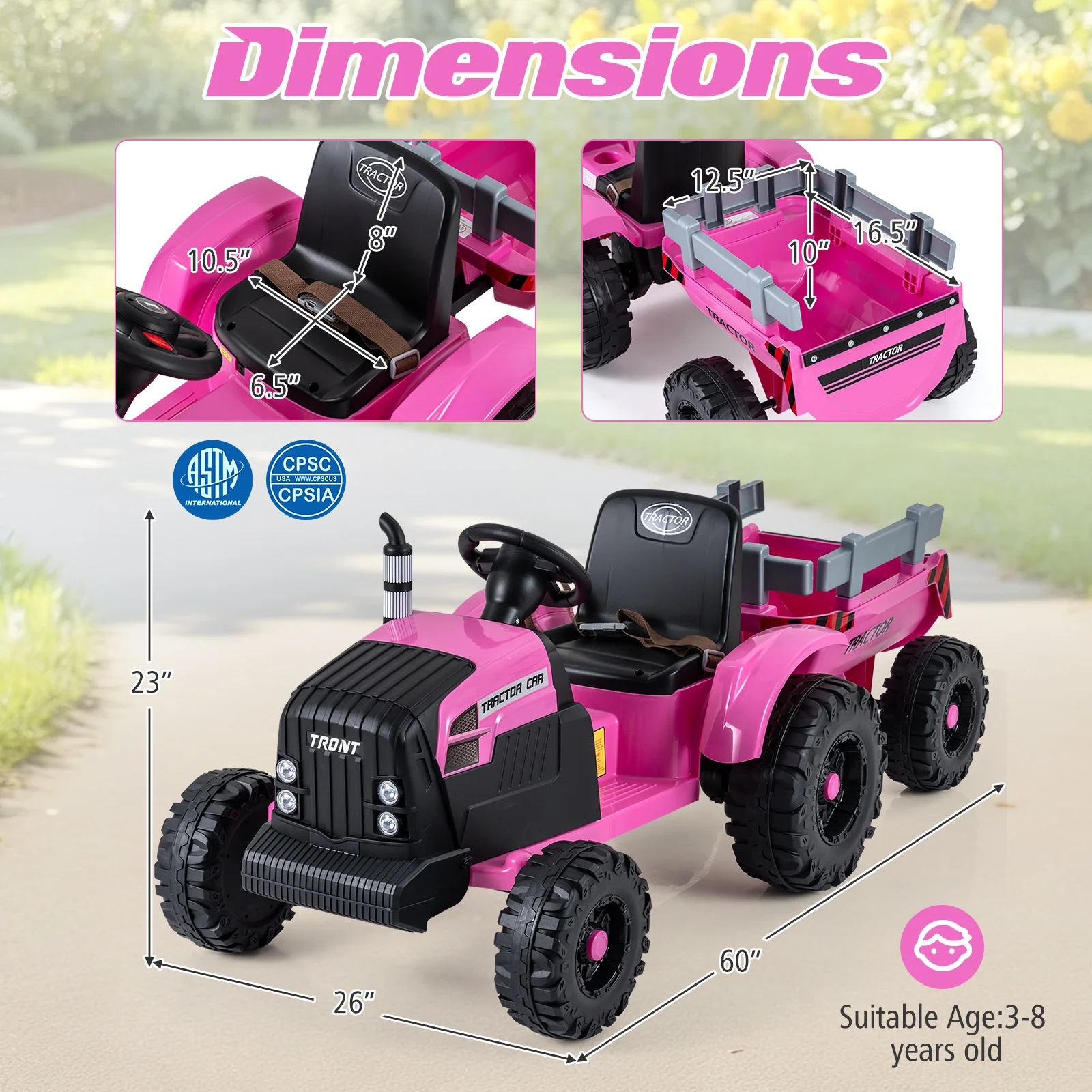 24V Ride On Tractor for Kids Electric Vehicle with Detachable Trailer and Remote Control - Image 29