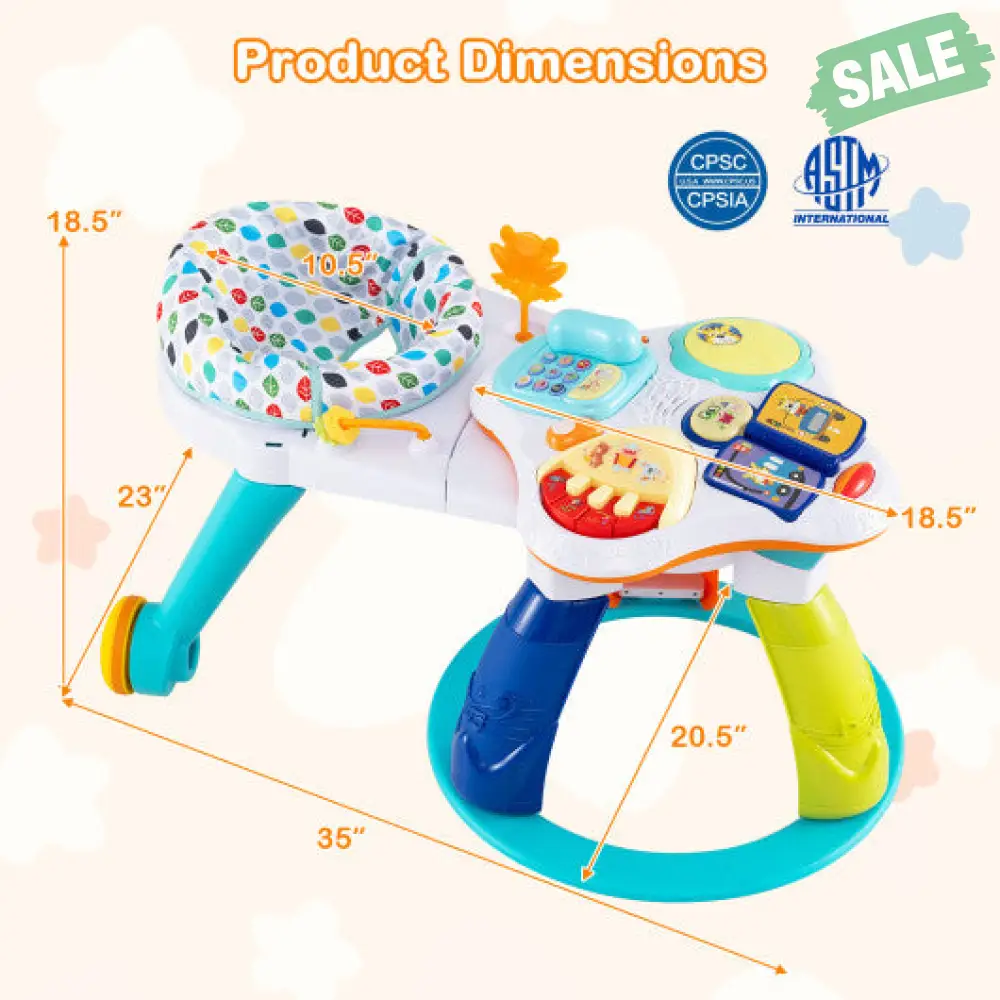 3 in 1 Baby Stationary Activity Center with Educational and Music Function Tabletop-Blue - Image 6