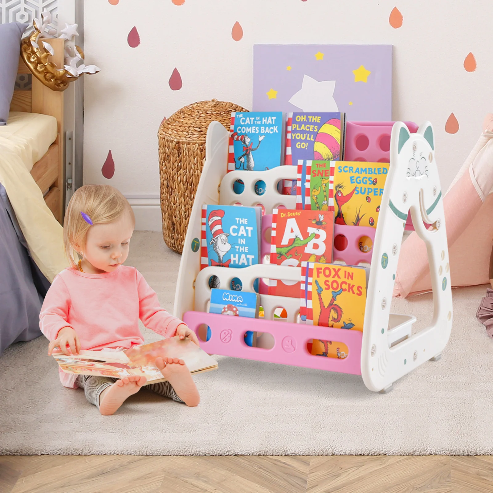 3-In-1 Double Sided Magnetic Dry-Erase Board with Stool and Flipped Writing Desktop - Image 18