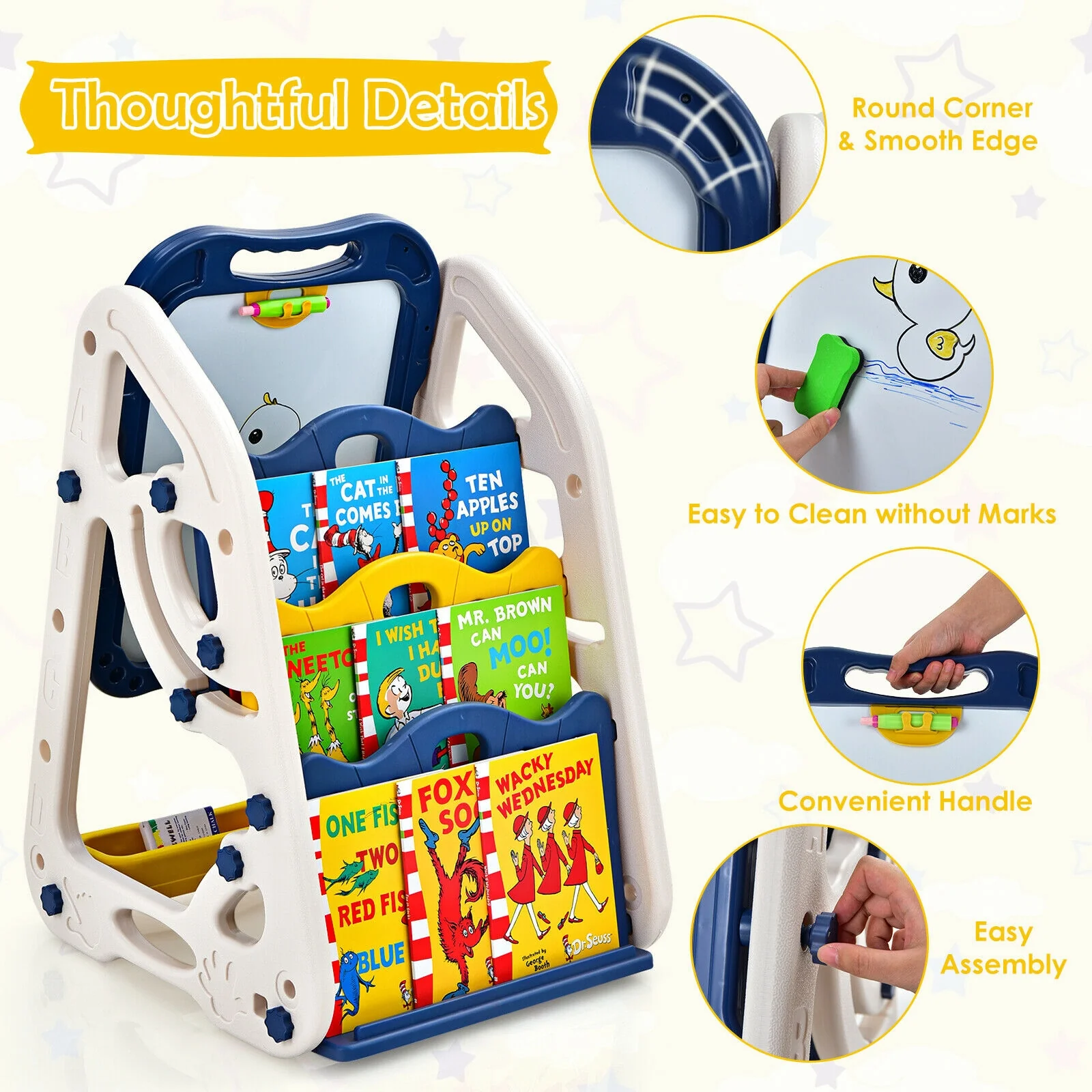 3-in-1 Kids Art Easel Double-Sided Tabletop Easel with Art Accessories - Image 4