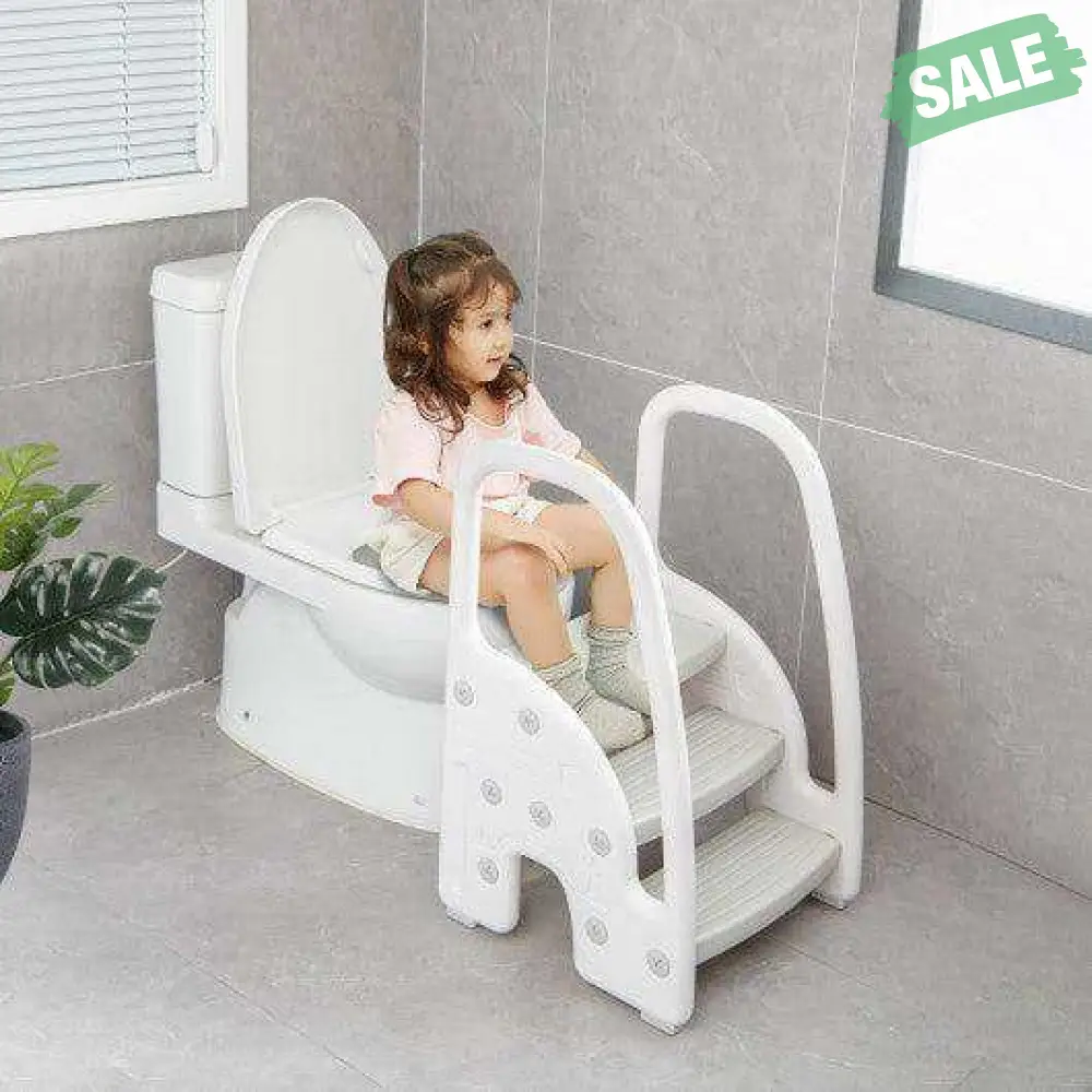 3-Step Stool with Safety Handles and Non-slip Pedals for Toddlers-Gray - Image 6