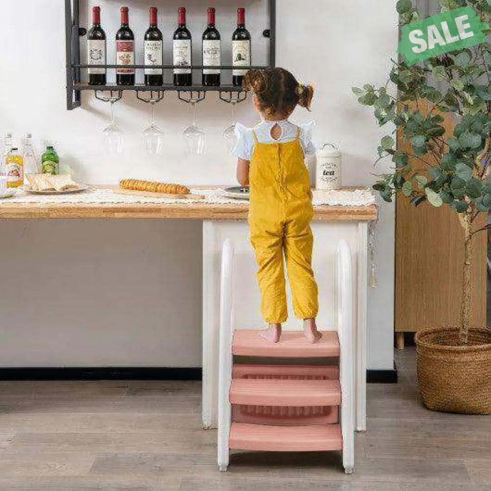 3-Step Stool with Safety Handles and Non-slip Pedals for Toddlers-Gray - Image 9