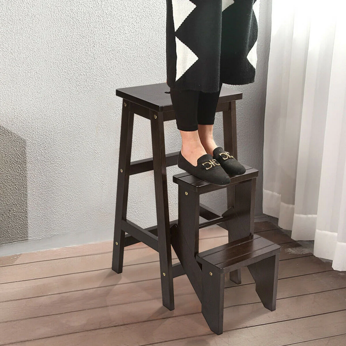 3 Tier Step Stool 3 in 1 Folding Ladder Bench - Image 6