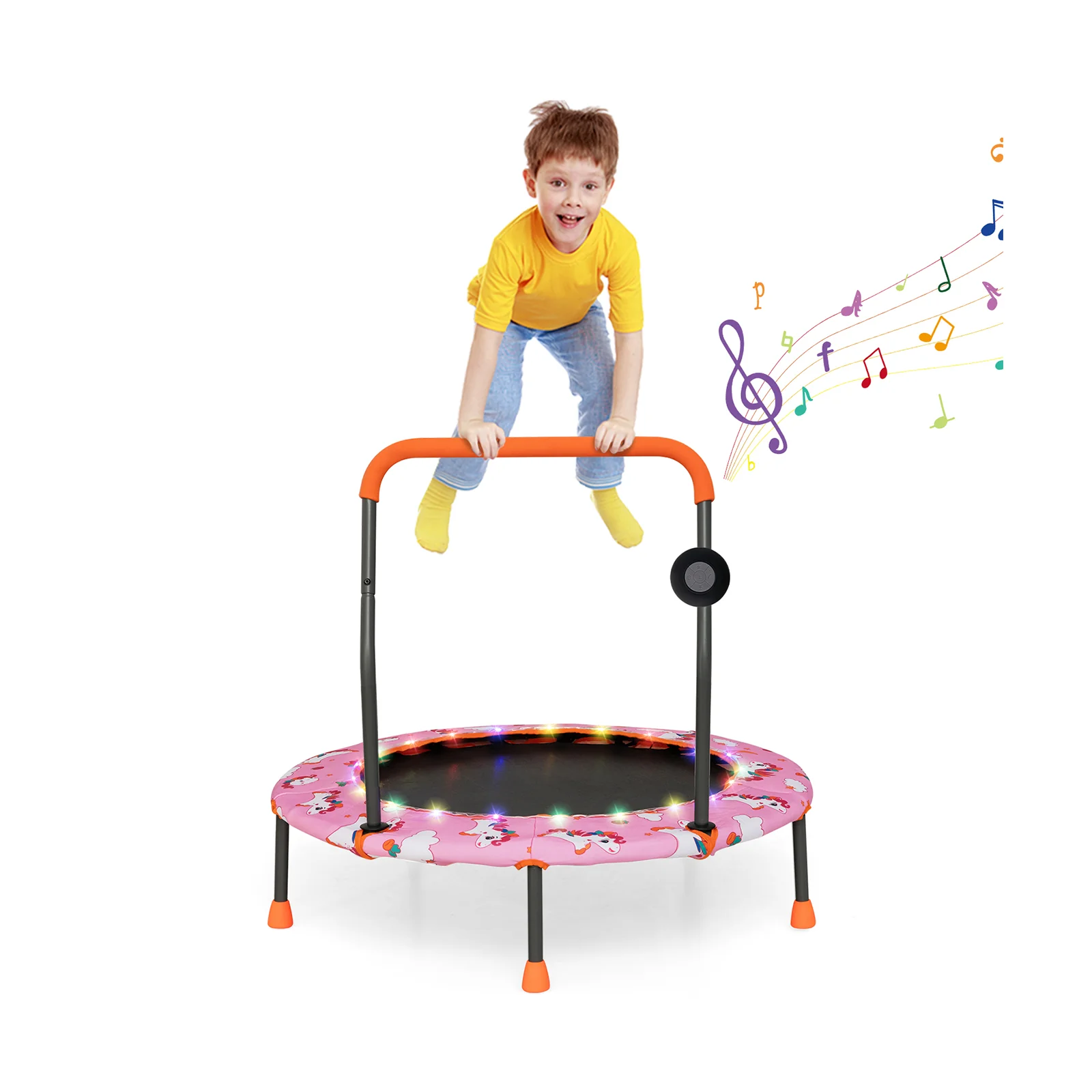 36 Inch Mini Trampoline with Colorful LED Lights and Bluetooth Speaker - Image 28