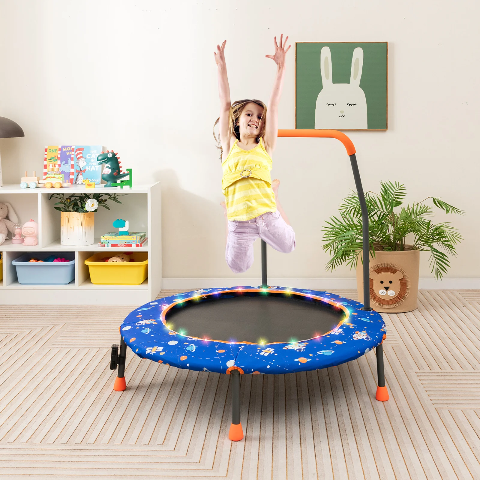 36 Inch Mini Trampoline with Colorful LED Lights and Bluetooth Speaker - Image 9