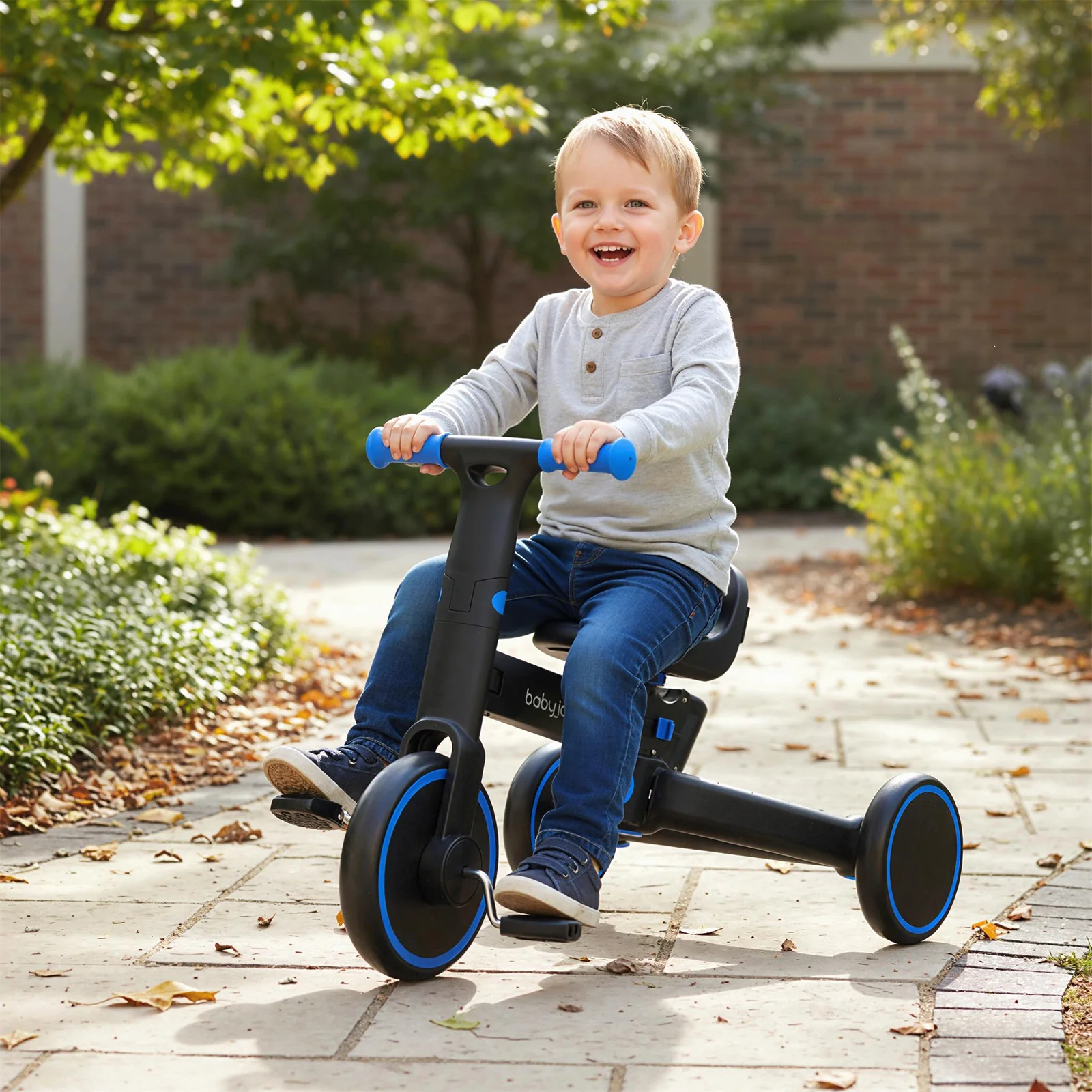 4-in-1 Foldable Toddler Tricycle with Push Handle with Adjustable Seat - Image 2