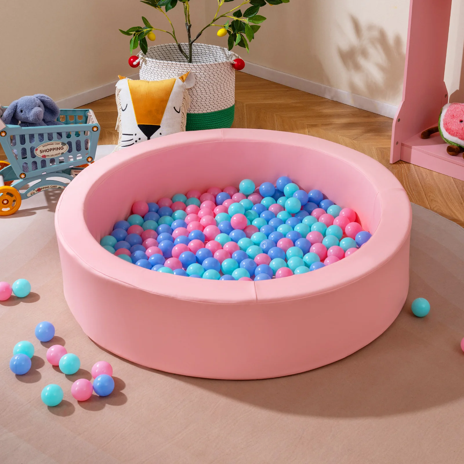 42.5 Inch Round Foam Ball Pits with 25D Sponge Filling and Washable PU Cover for Toddlers - Image 9