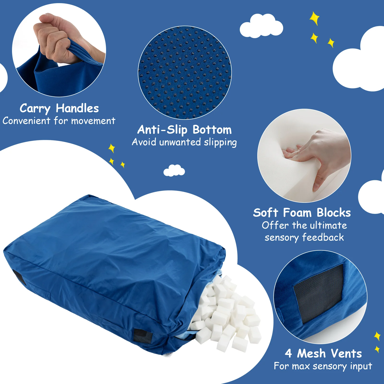 47 x 35.5 Inch Crash Pad Sensory Mat with Foam Blocks and Washable Cover - Image 8