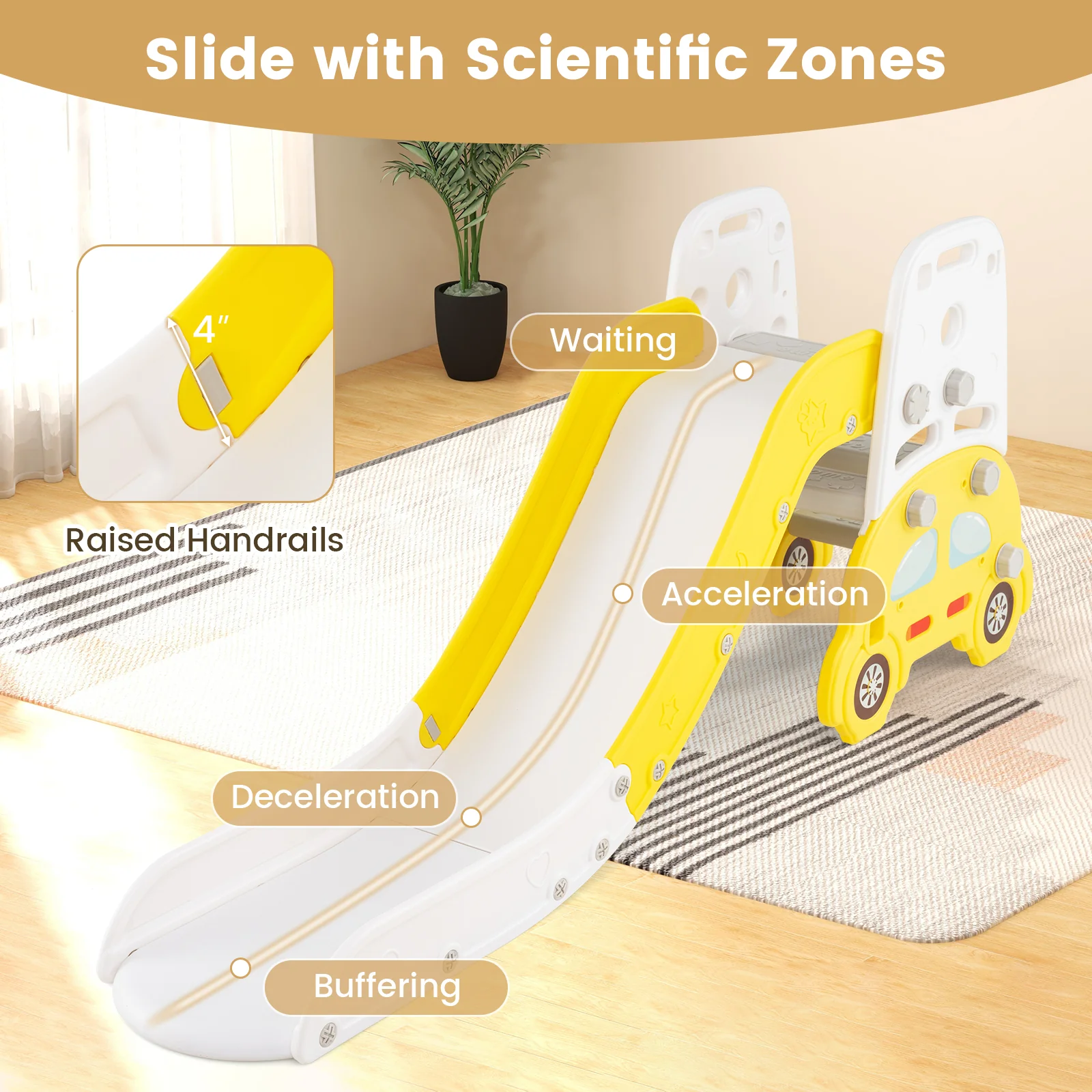 5 in 1 Convertible Toddler Slide Set Kids Art Easel with Stool and Book Rack - Image 16