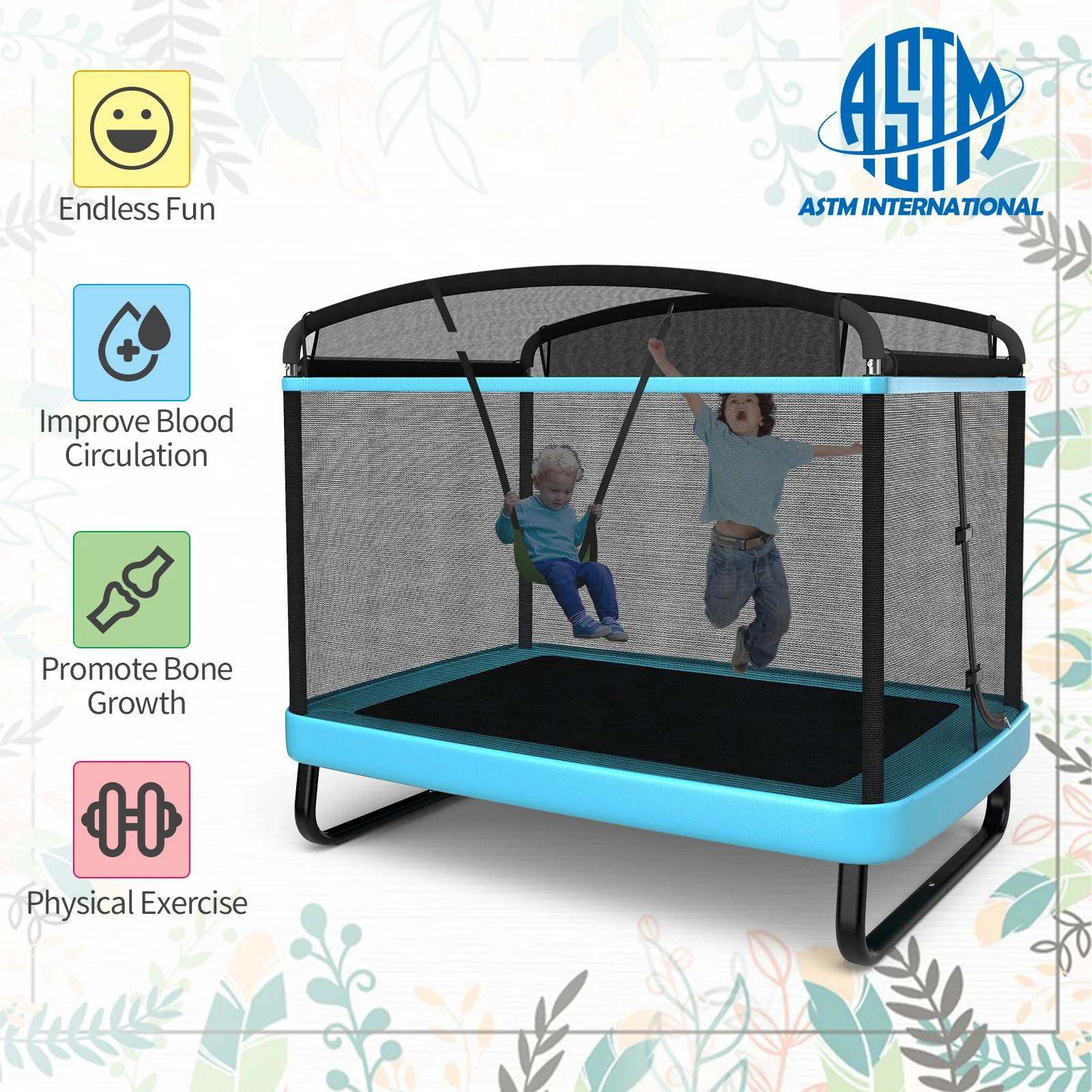 6 Feet Kids Entertaining Trampoline with Swing Safety Fence - Image 15