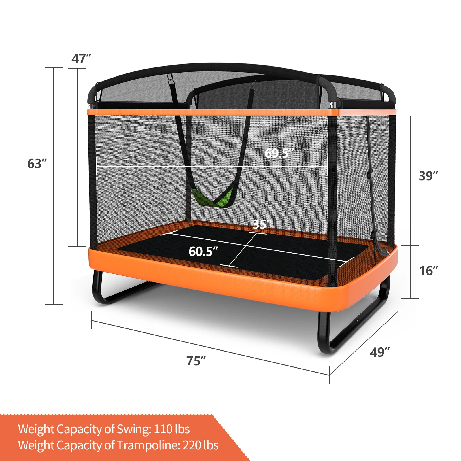 6 Feet Kids Entertaining Trampoline with Swing Safety Fence - Image 4