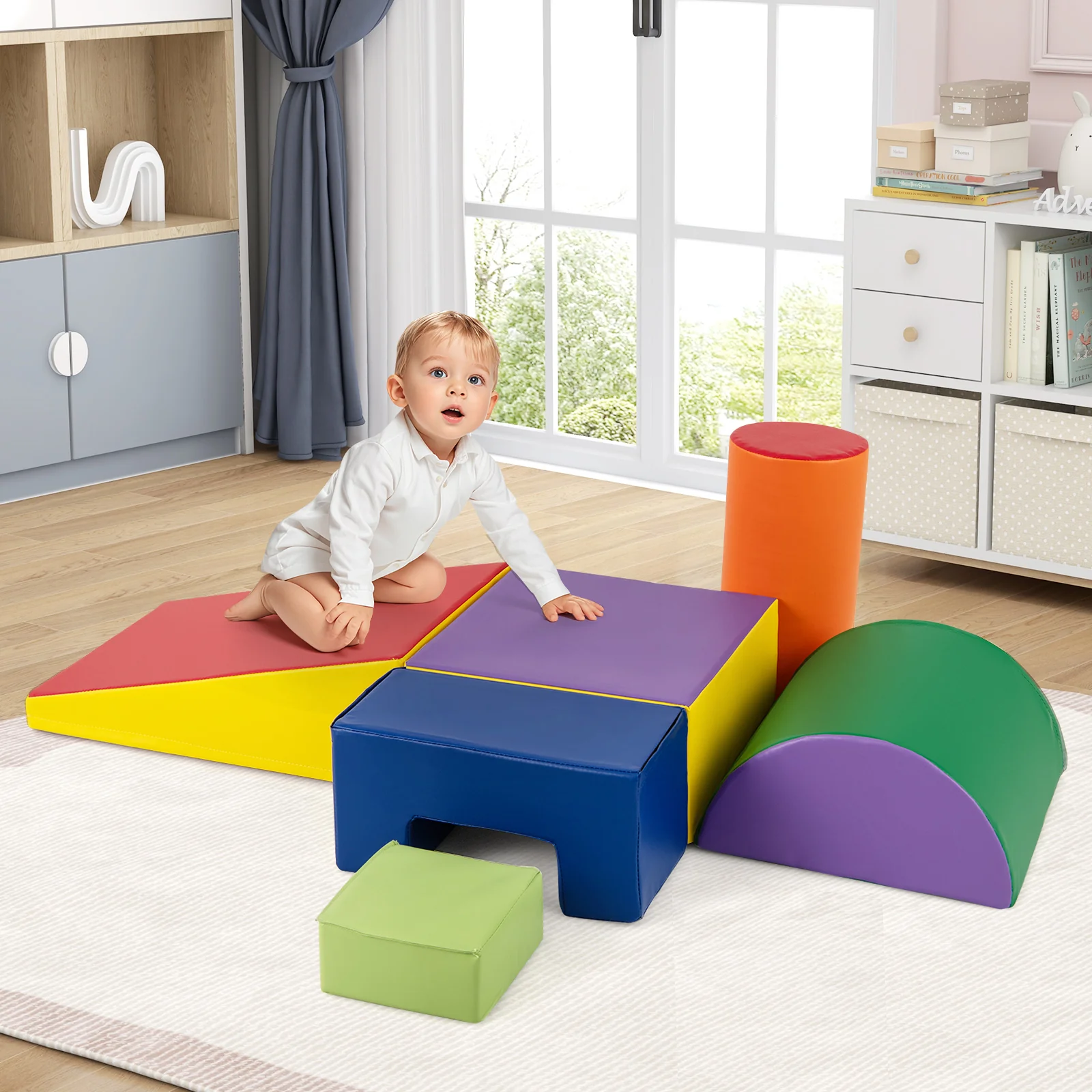 6 Pieces Foam Climbing Blocks Indoor Climb and Crawl Activity Playset with Rectangles - Image 33