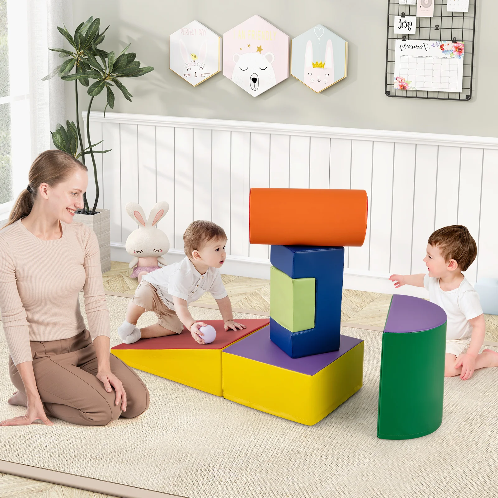 6 Pieces Foam Climbing Blocks Indoor Climb and Crawl Activity Playset with Rectangles - Image 34