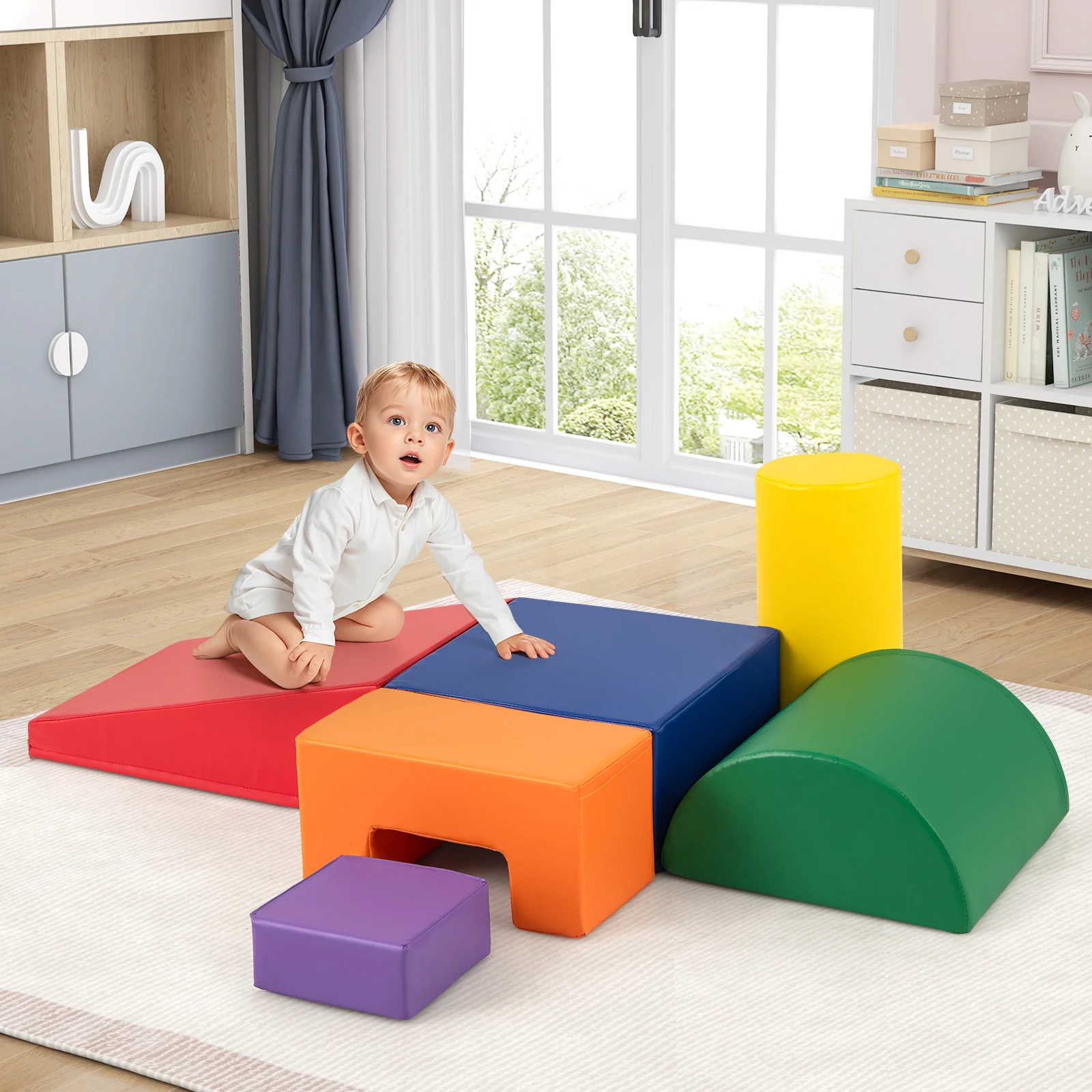 6 Pieces Foam Climbing Blocks Indoor Climb and Crawl Activity Playset with Rectangles - Image 41