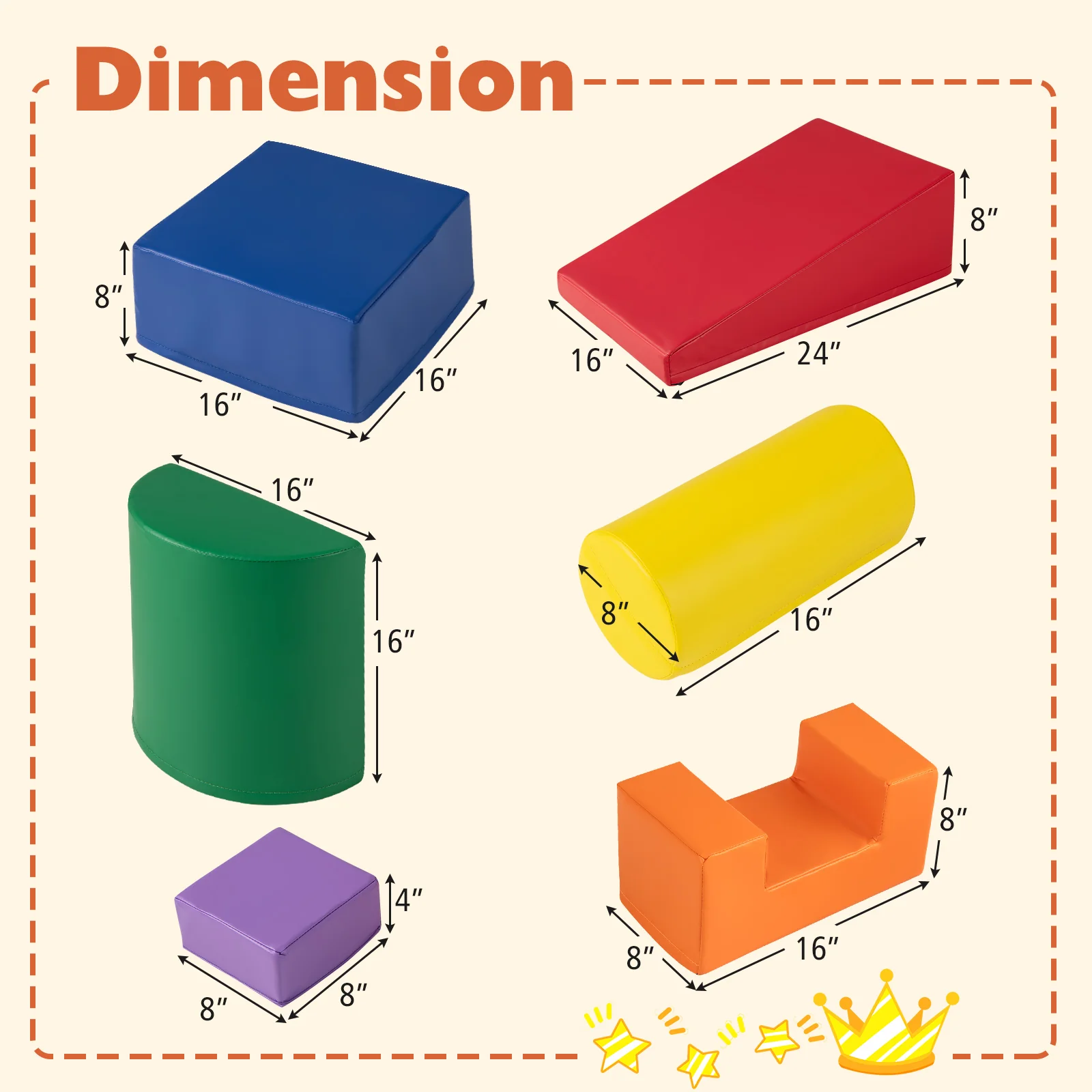 6 Pieces Foam Climbing Blocks Indoor Climb and Crawl Activity Playset with Rectangles - Image 44