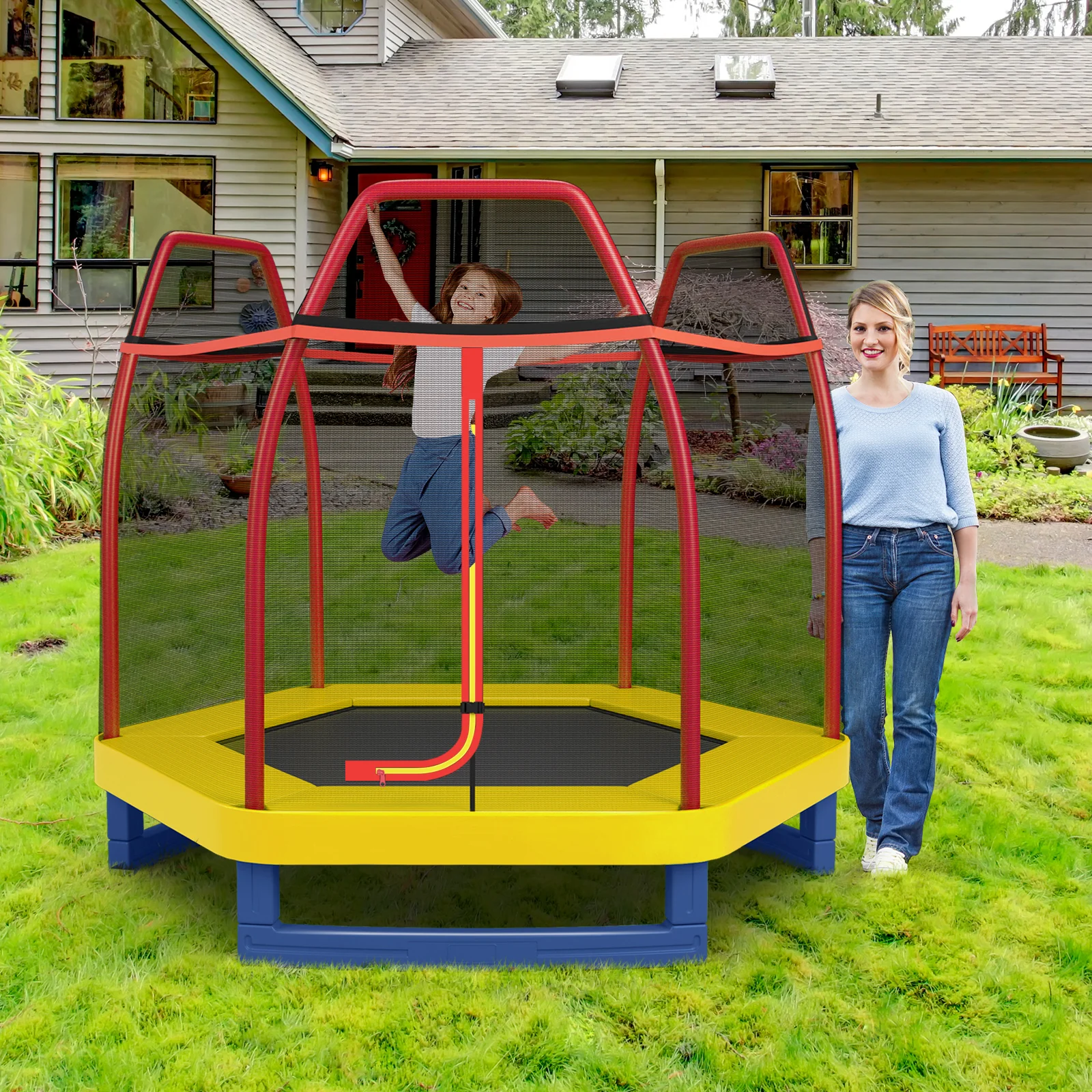 7 Feet Kids Recreational Bounce Jumper Trampoline - Image 25