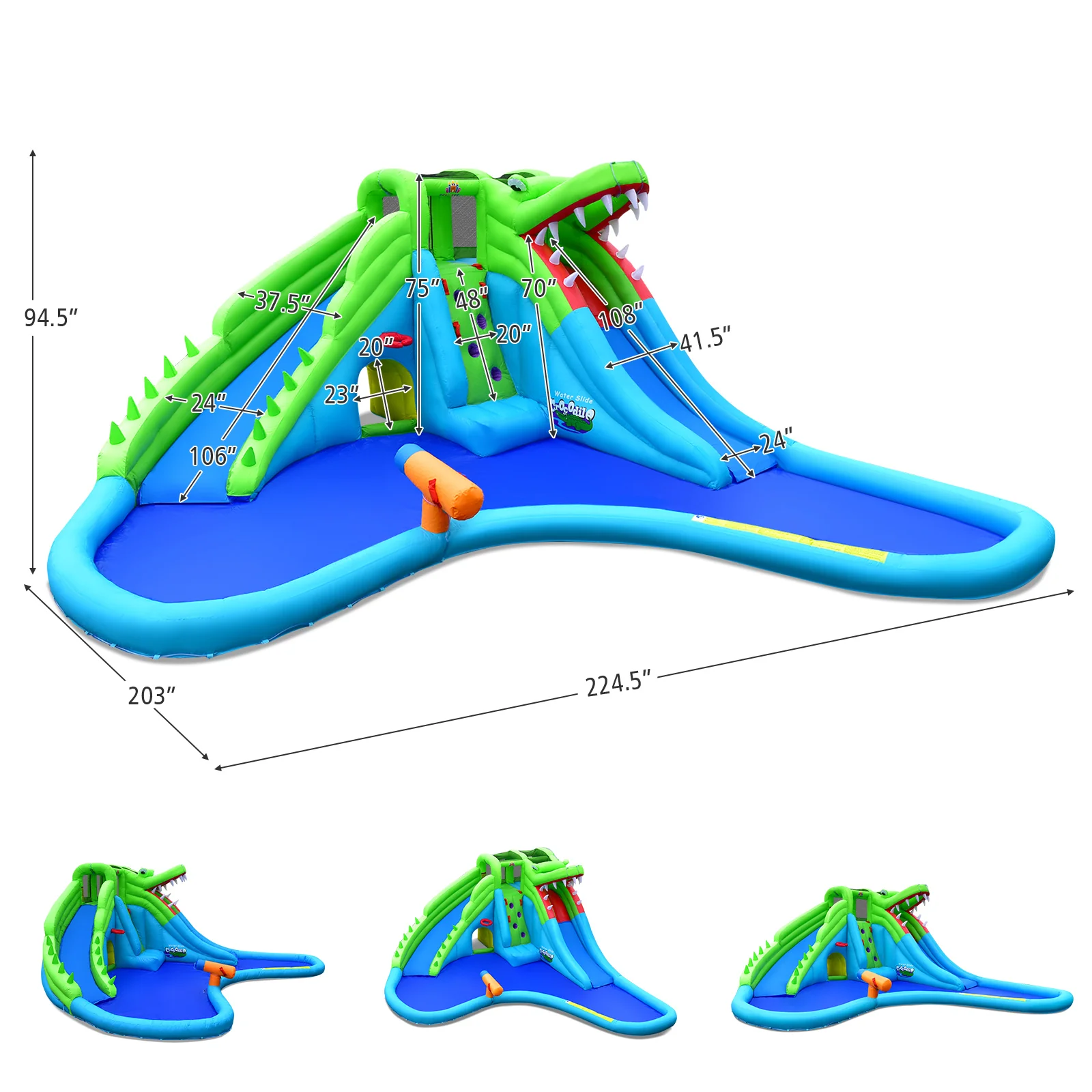 7-in-1 Inflatable Bounce House with Splashing Pool without Blower - Image 4