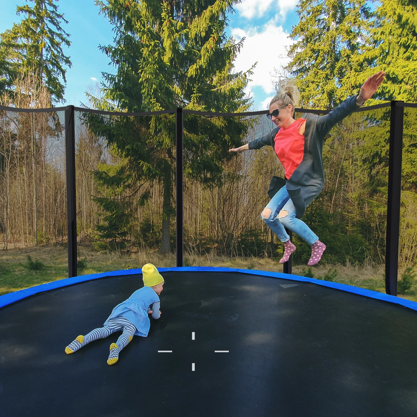 8/10/12/14/15/16 Feet Outdoor Trampoline Bounce Combo with Safety Closure Net Ladder - Image 34