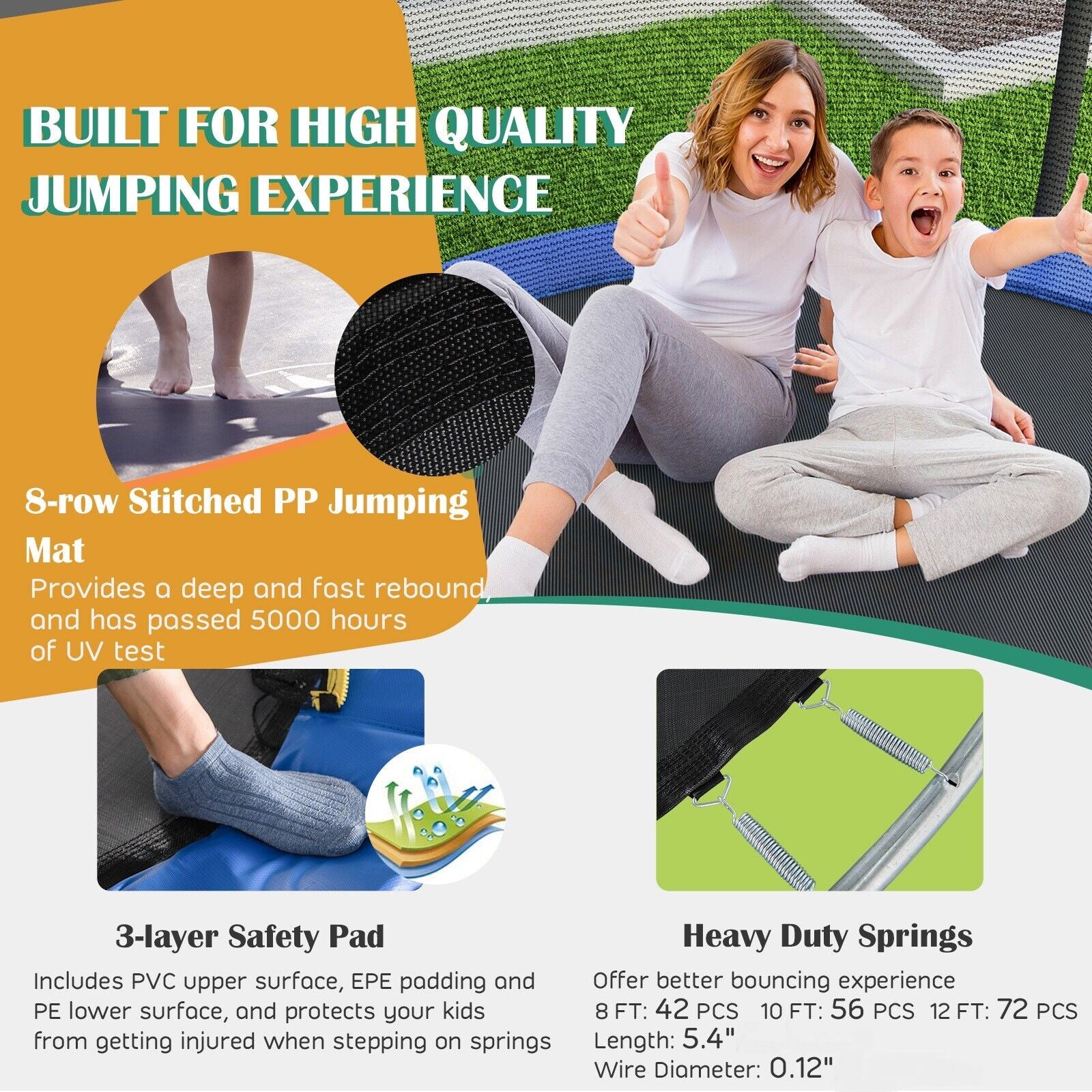 8 Feet Recreational Trampoline with Basketball Hoop and Net Ladder - Image 22