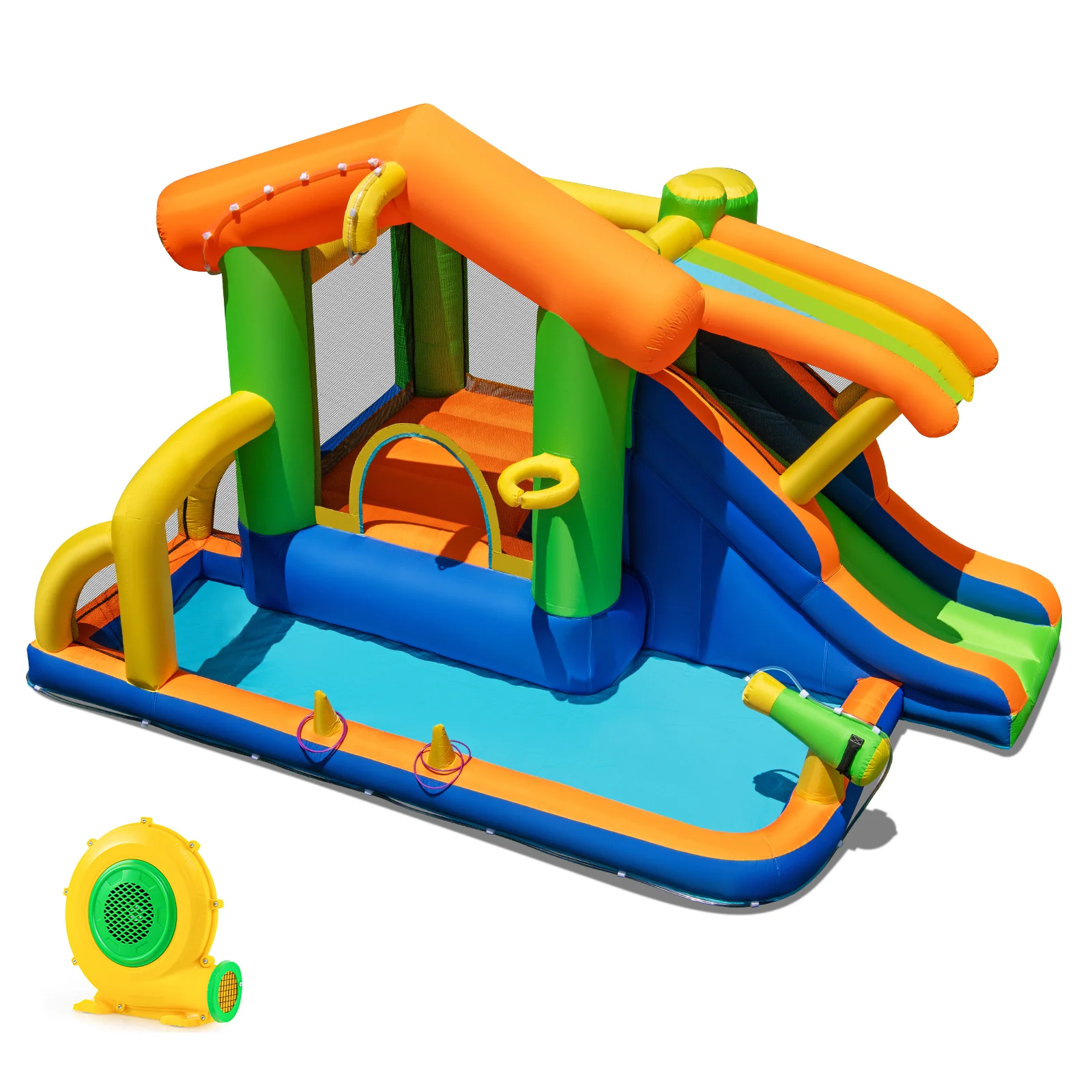 8-in-1 Jumping Castle with Slide and 480W Blower - Image 2