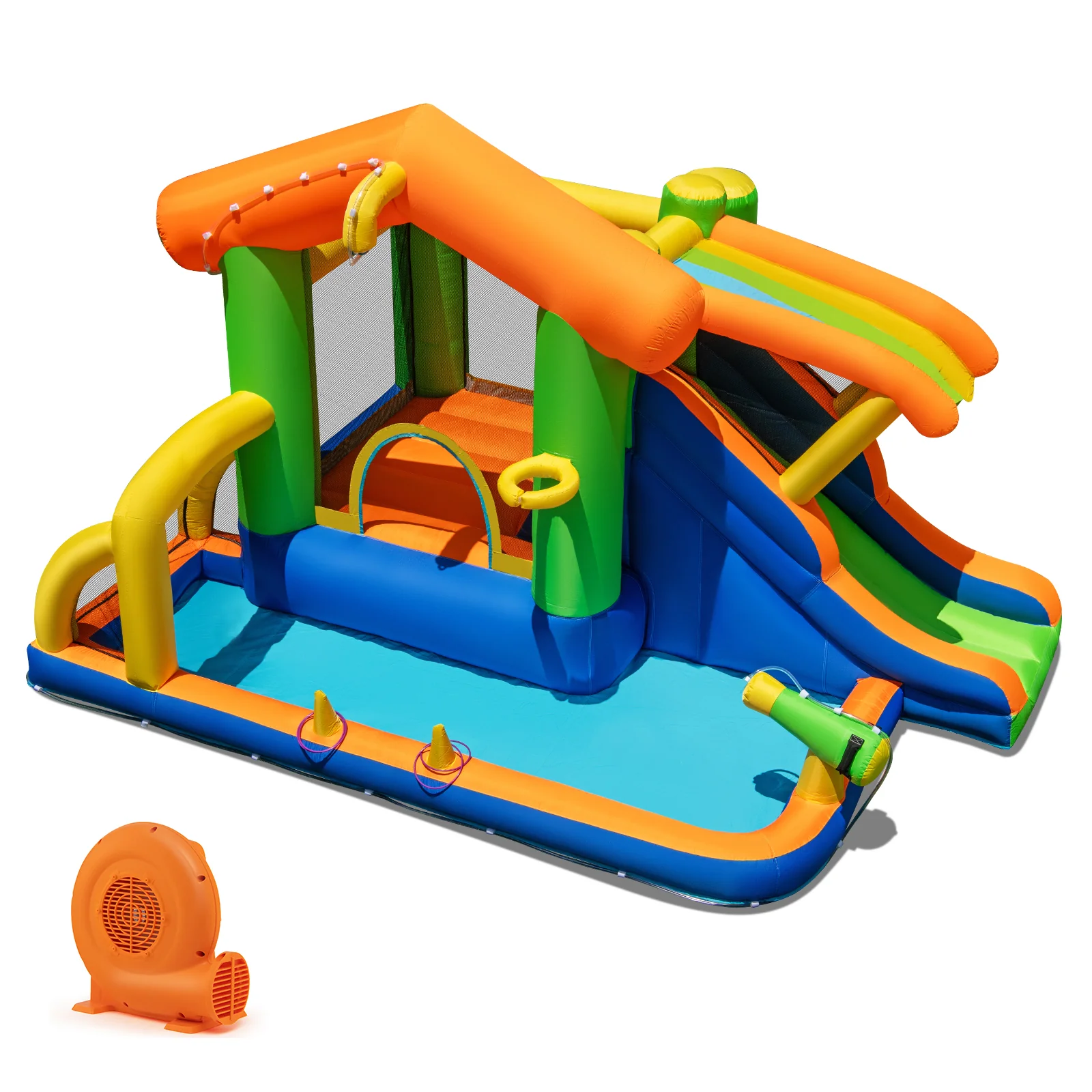 8-in-1 Jumping Castle with Slide and 520W Blower - Image 2