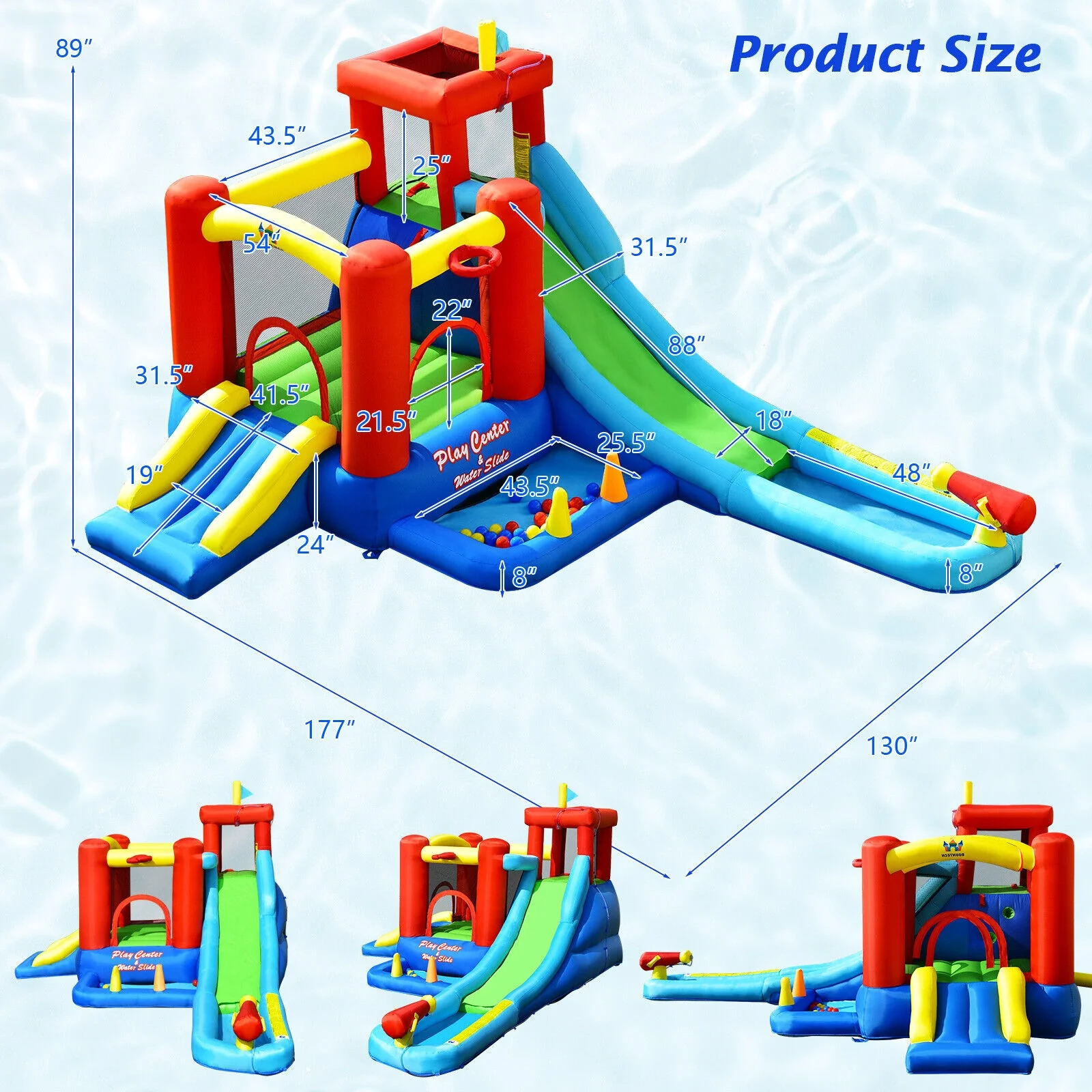 9-in-1 Inflatable Kids Water Slide Bounce House without Blower - Image 5