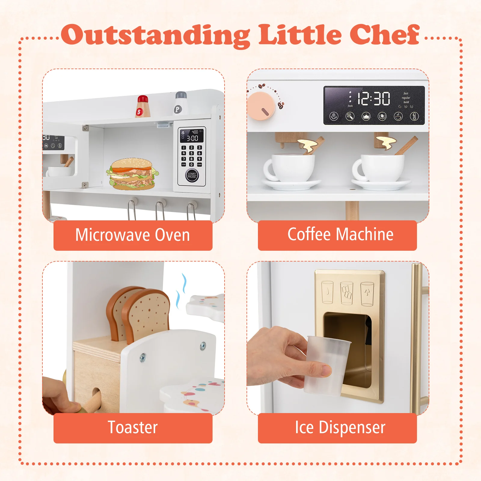 Children Pretend Toy Kitchen Playset with Light and Sound - Image 15